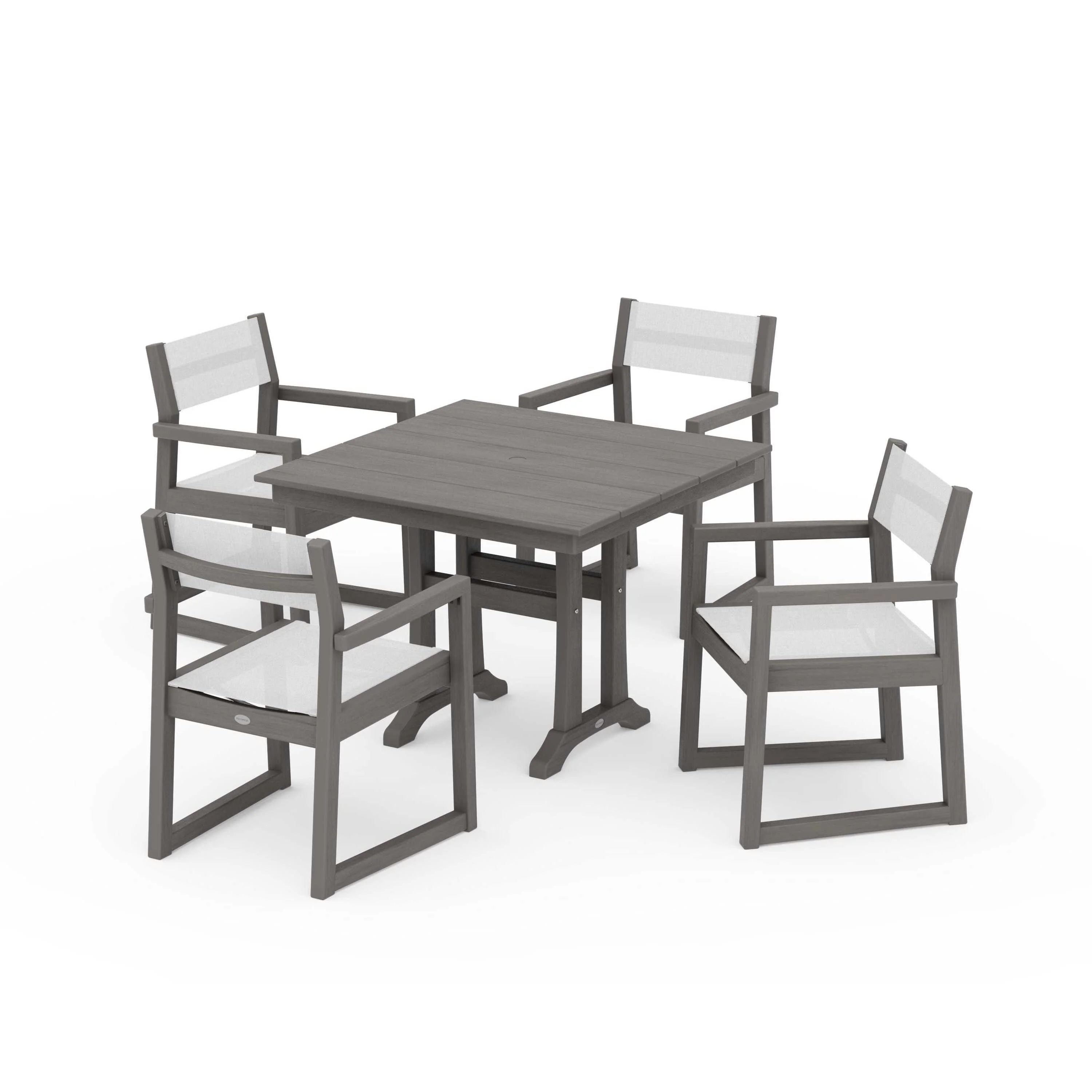 EDGE Sling 5-Piece Farmhouse Dining Set with Trestle Legs - Image 121
