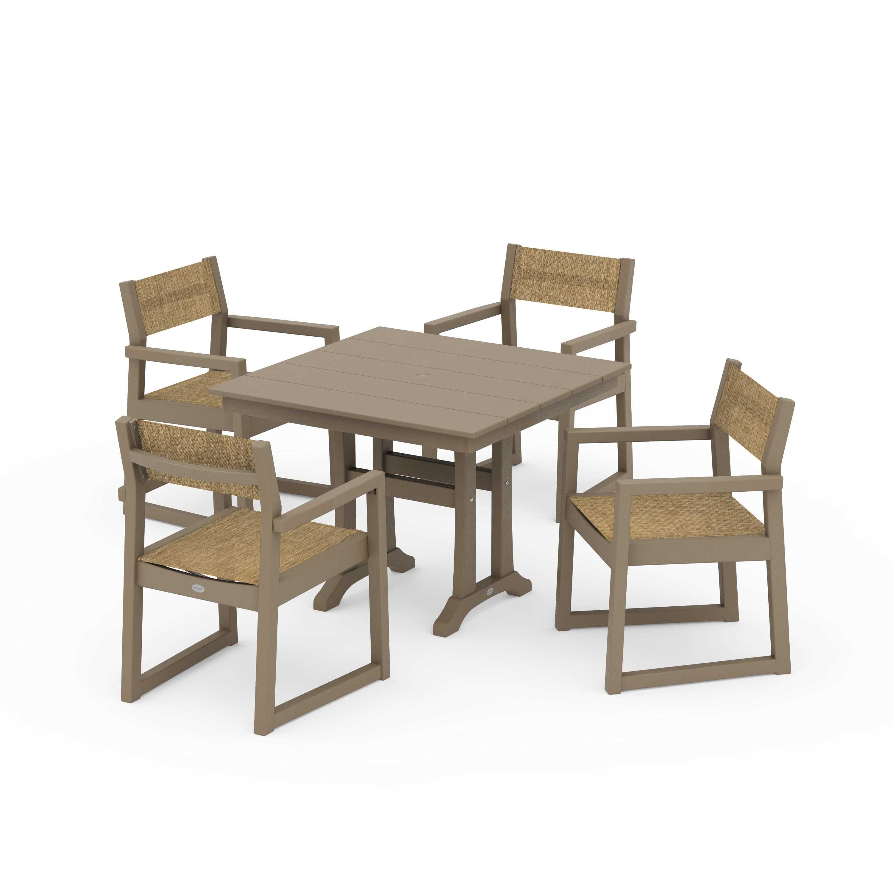 EDGE Sling 5-Piece Farmhouse Dining Set with Trestle Legs - Image 123