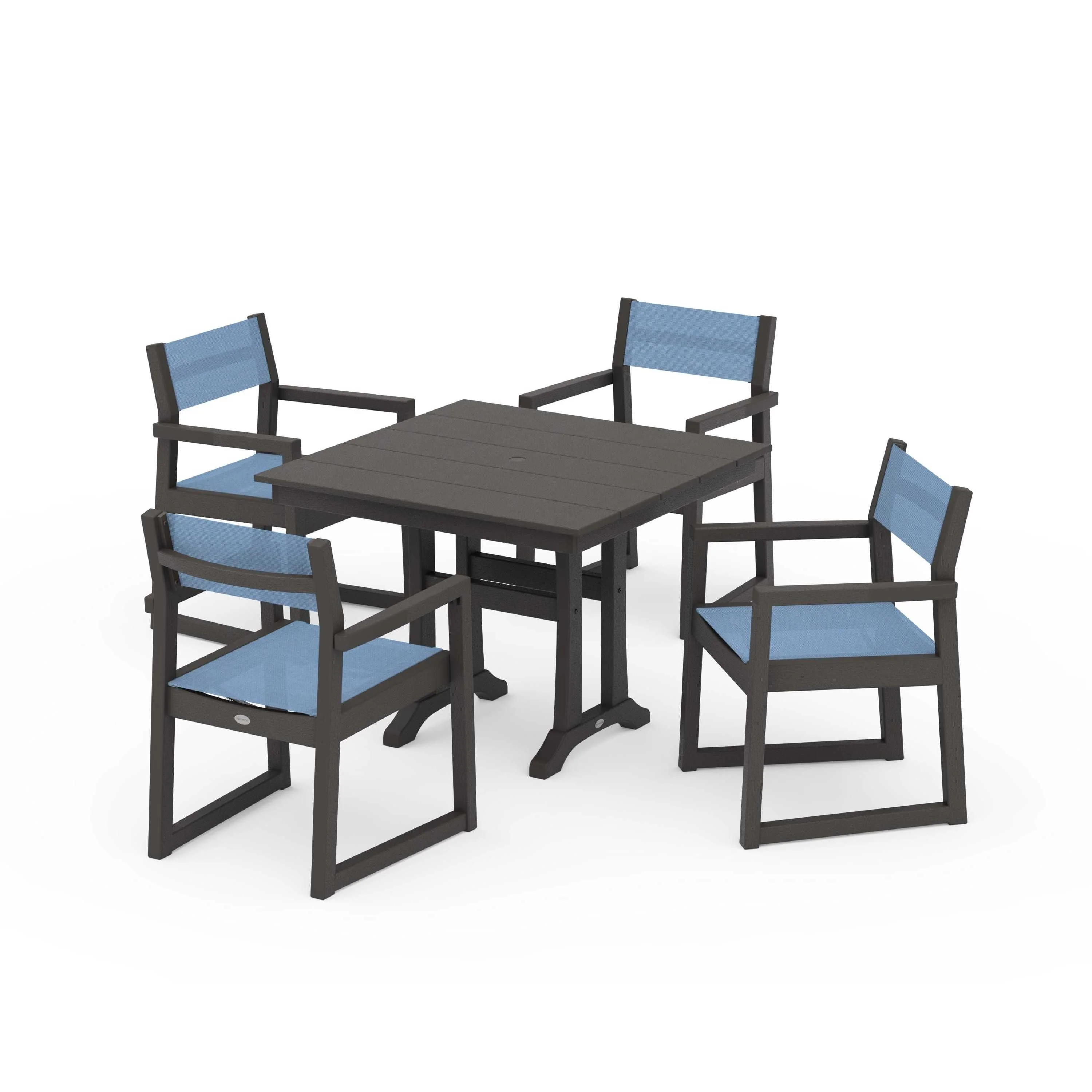 EDGE Sling 5-Piece Farmhouse Dining Set with Trestle Legs - Image 124