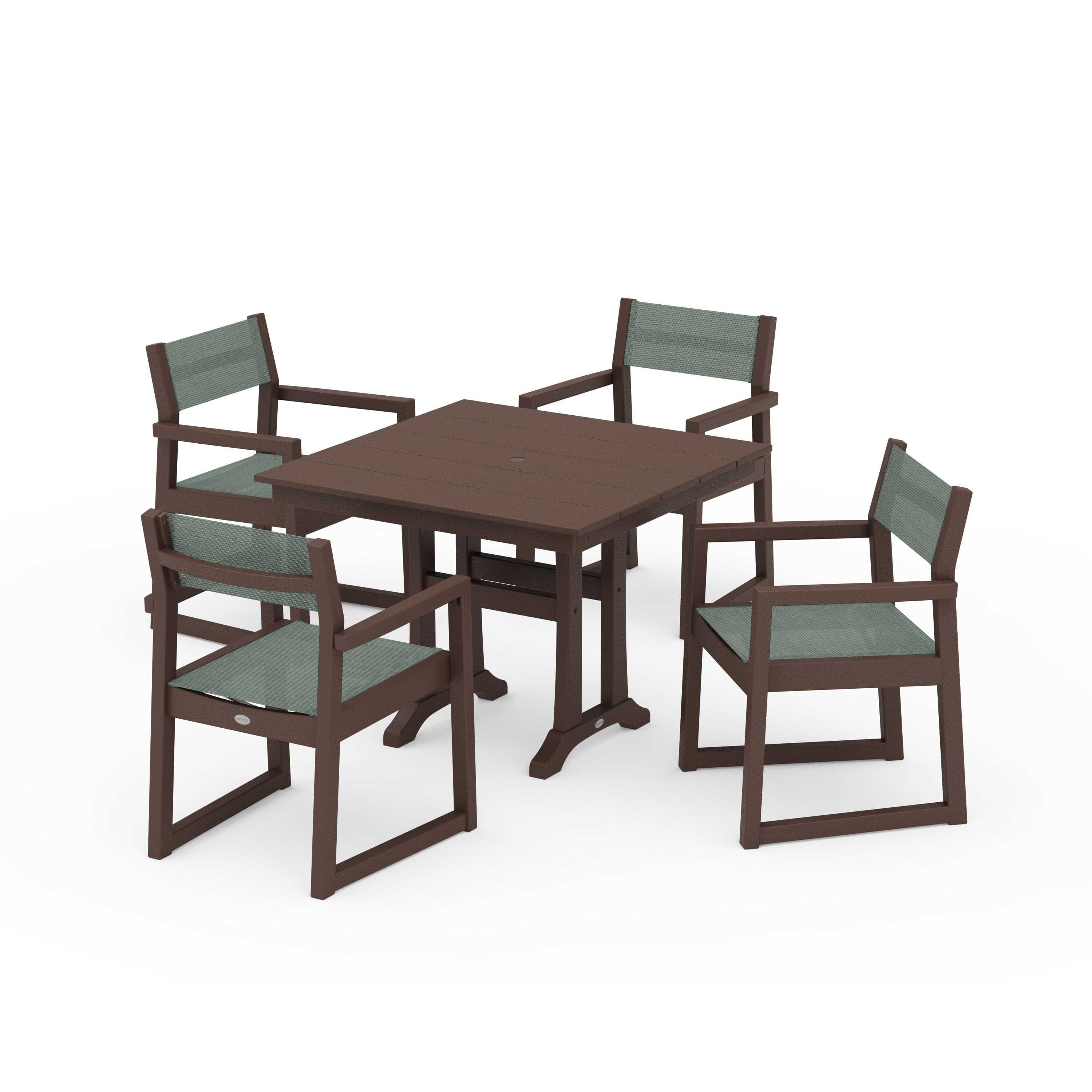 EDGE Sling 5-Piece Farmhouse Dining Set with Trestle Legs - Image 125