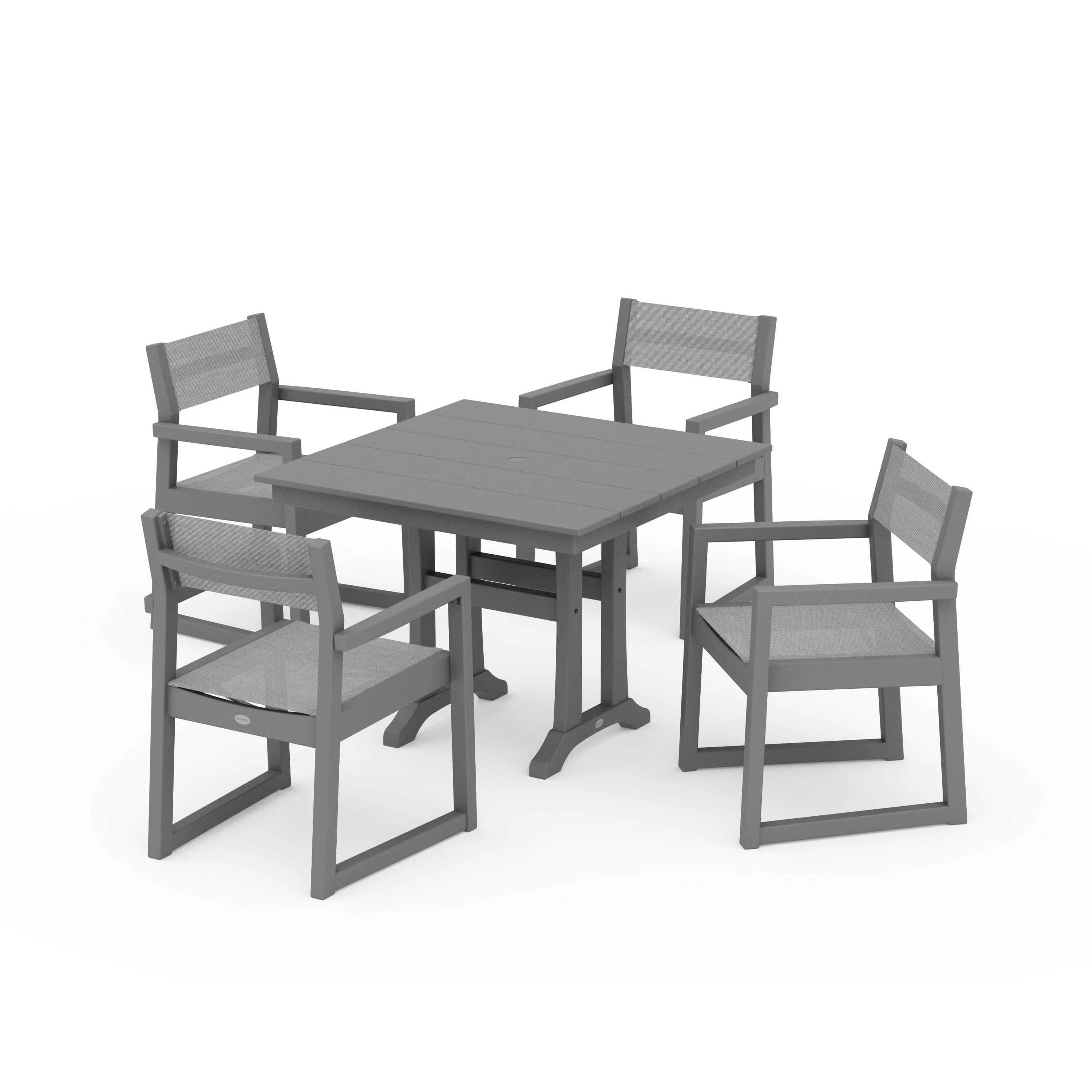 EDGE Sling 5-Piece Farmhouse Dining Set with Trestle Legs - Image 126