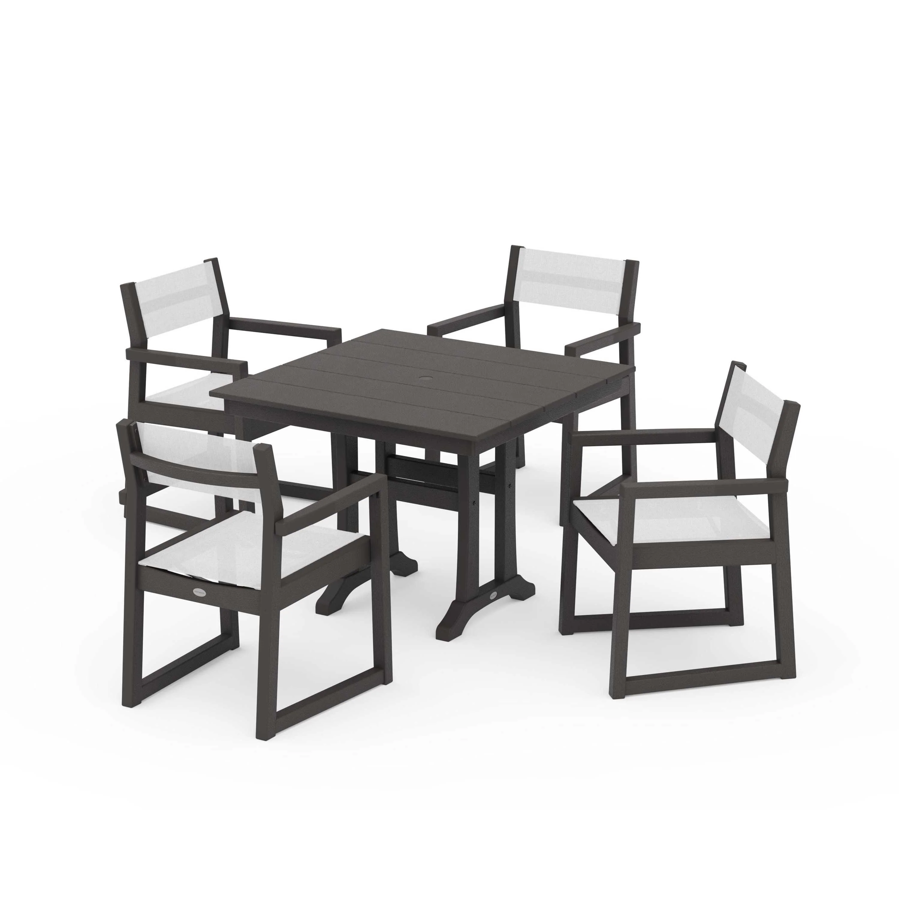 EDGE Sling 5-Piece Farmhouse Dining Set with Trestle Legs - Image 127
