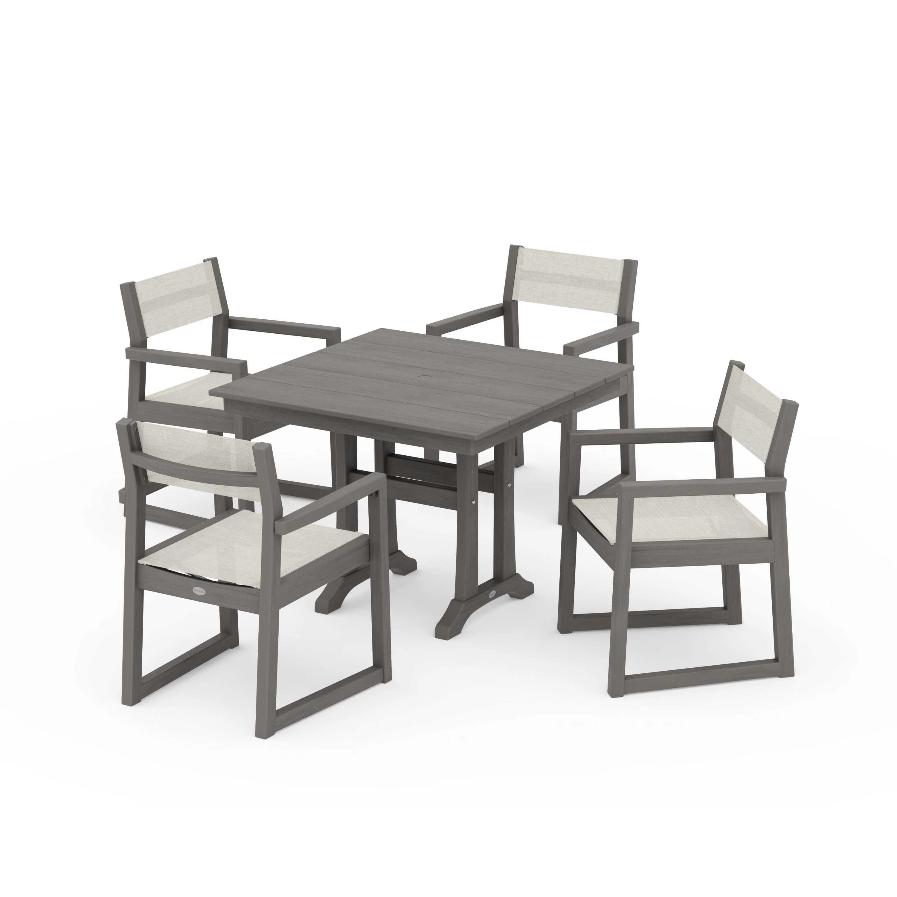 EDGE Sling 5-Piece Farmhouse Dining Set with Trestle Legs - Image 128