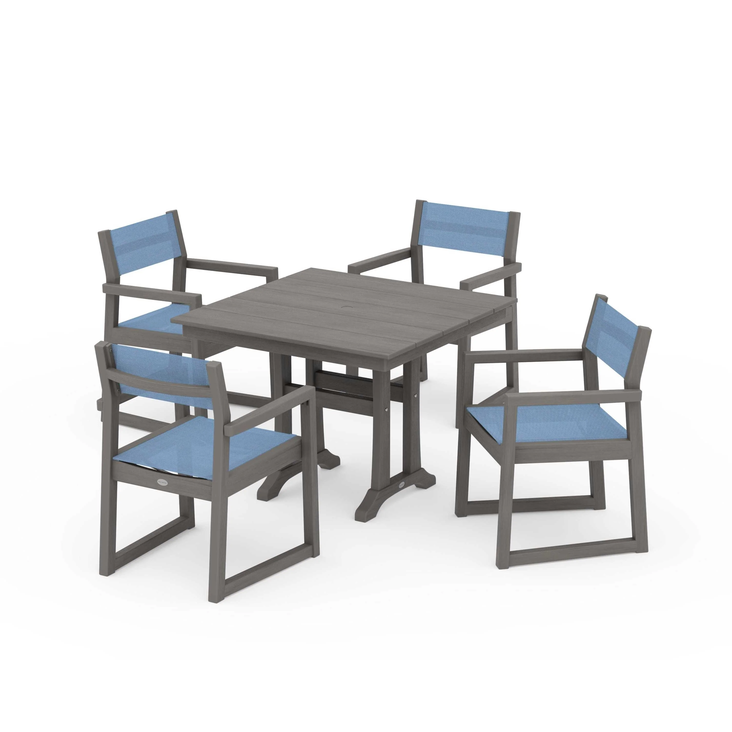 EDGE Sling 5-Piece Farmhouse Dining Set with Trestle Legs - Image 129