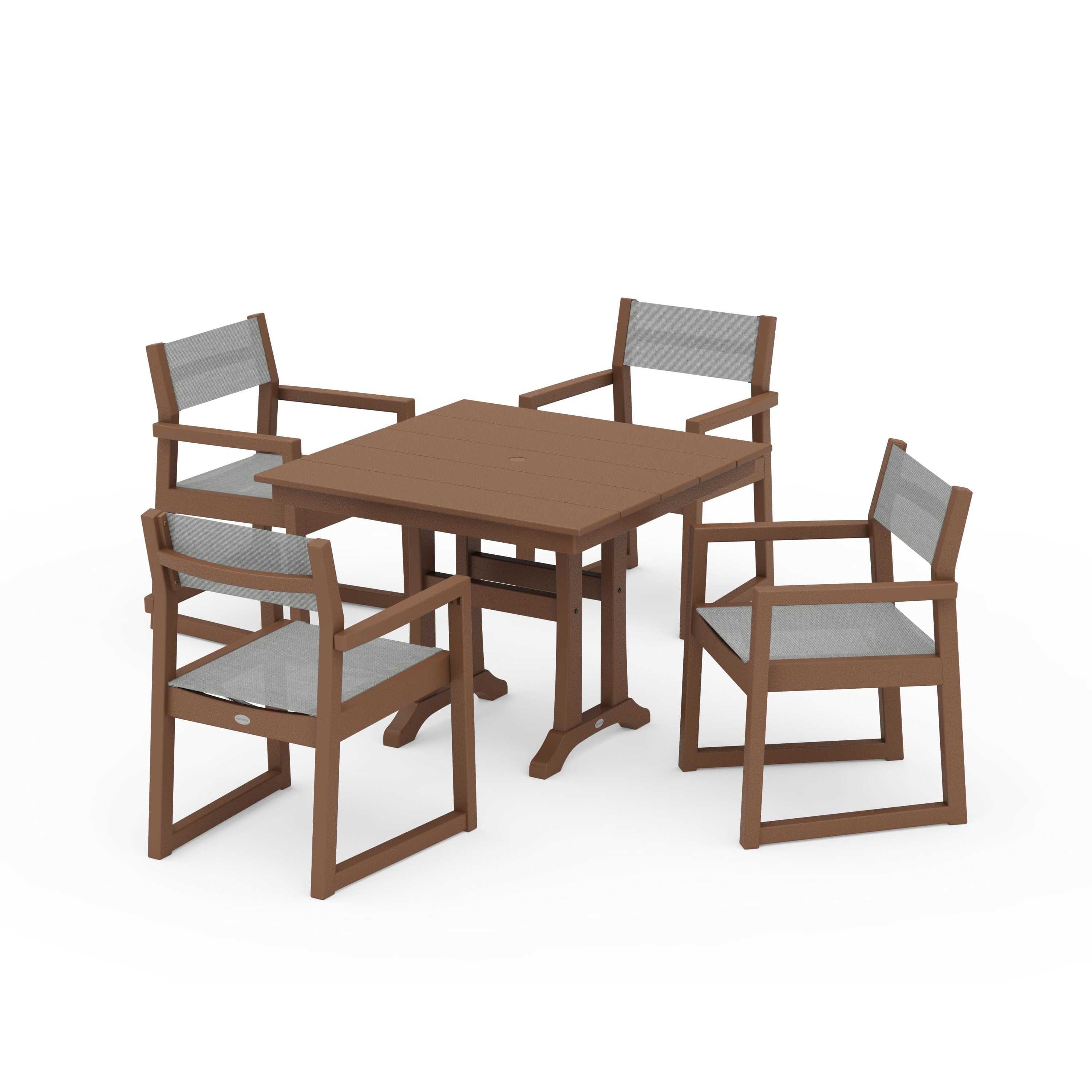 EDGE Sling 5-Piece Farmhouse Dining Set with Trestle Legs - Image 130