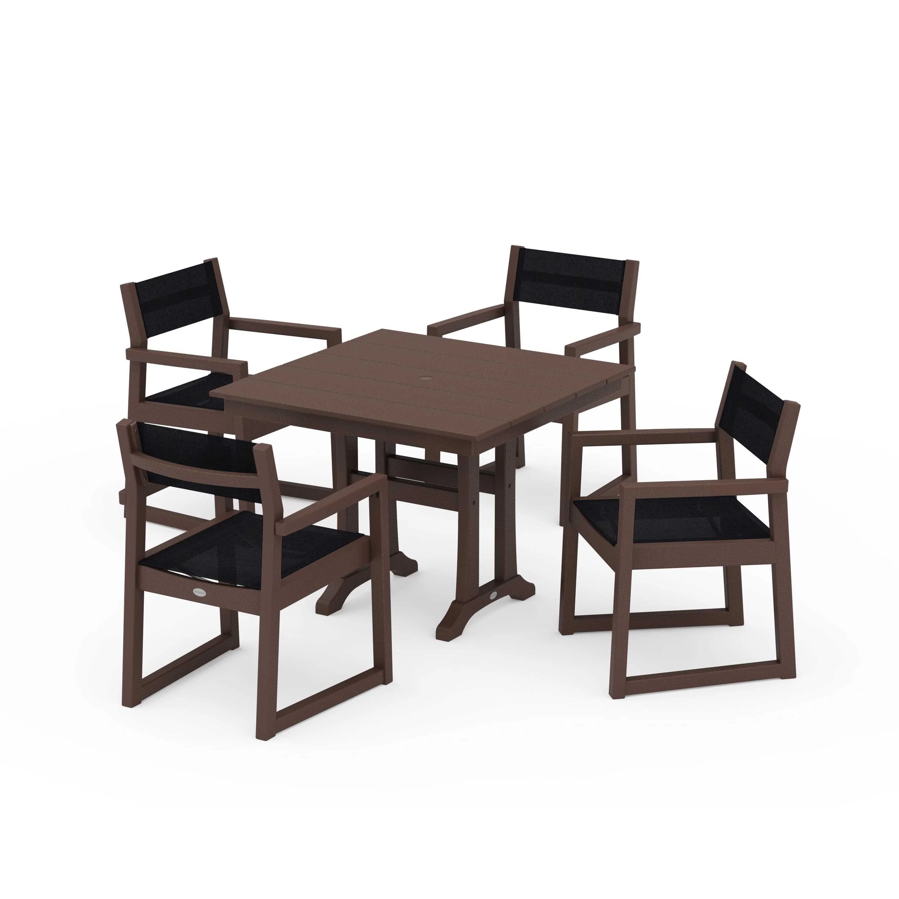 EDGE Sling 5-Piece Farmhouse Dining Set with Trestle Legs - Image 131
