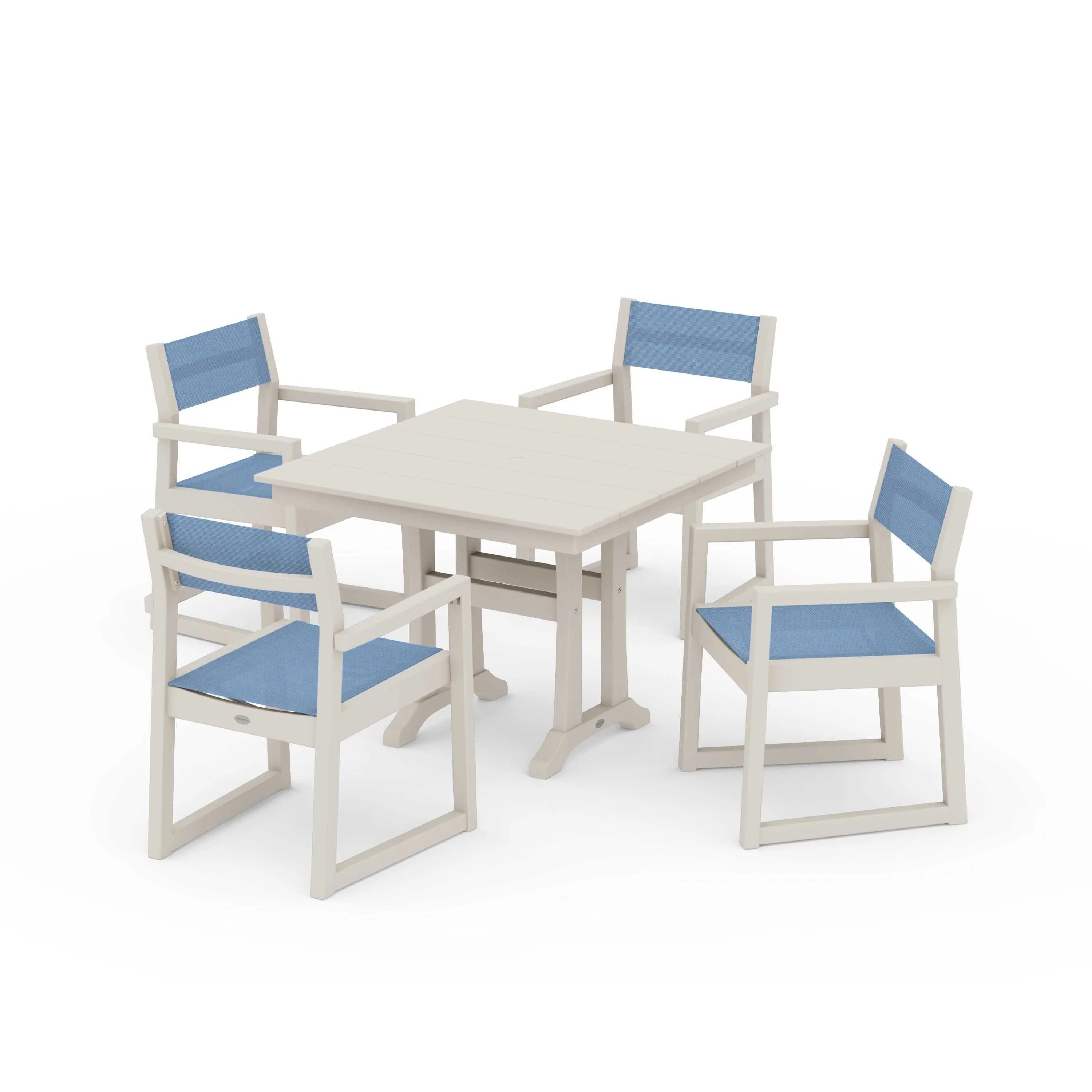 EDGE Sling 5-Piece Farmhouse Dining Set with Trestle Legs - Image 133