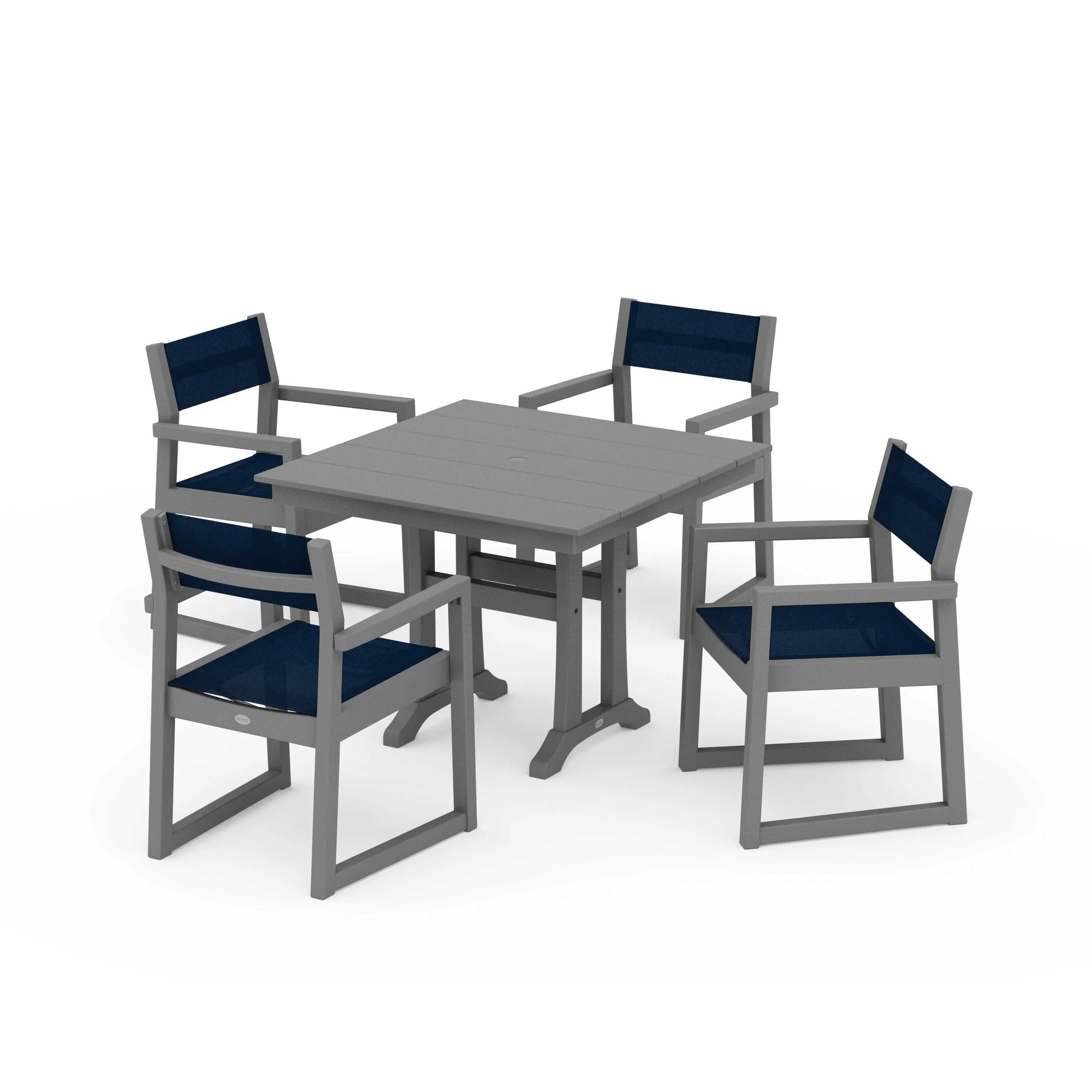 EDGE Sling 5-Piece Farmhouse Dining Set with Trestle Legs - Image 136