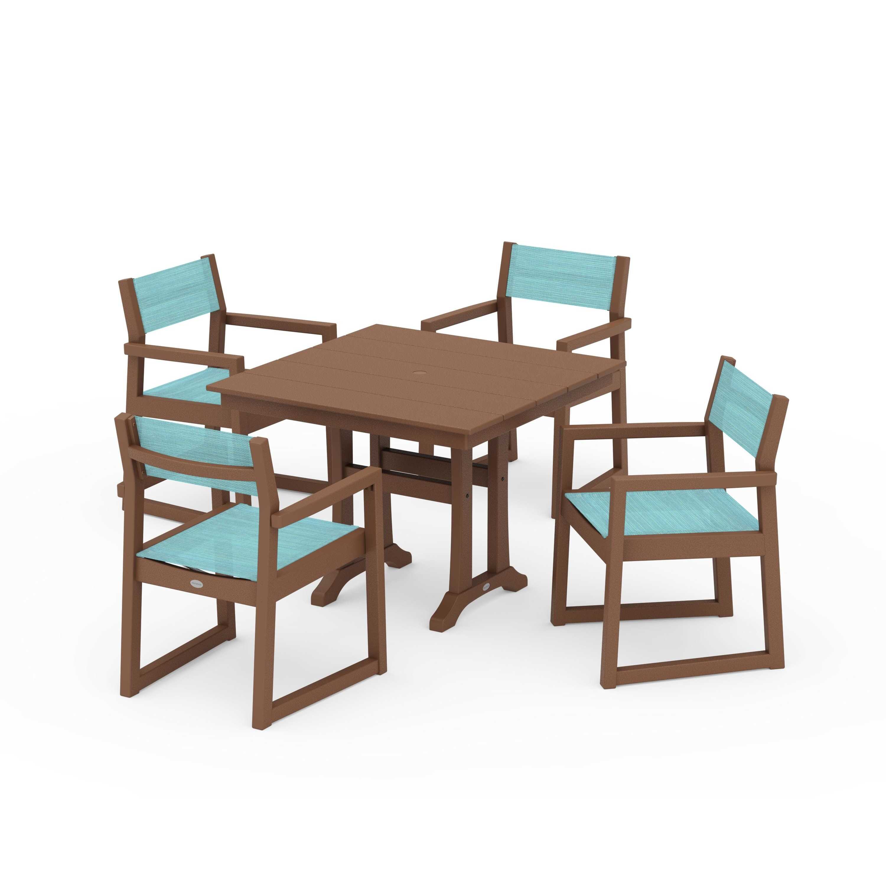 EDGE Sling 5-Piece Farmhouse Dining Set with Trestle Legs - Image 137