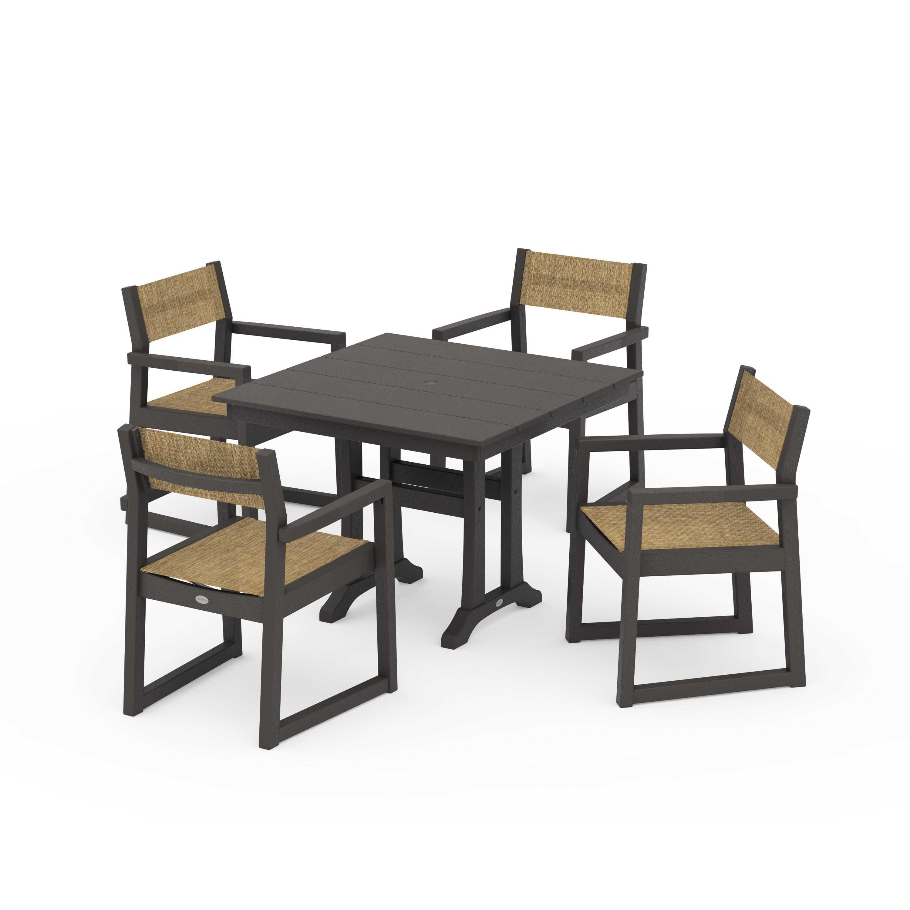 EDGE Sling 5-Piece Farmhouse Dining Set with Trestle Legs - Image 139