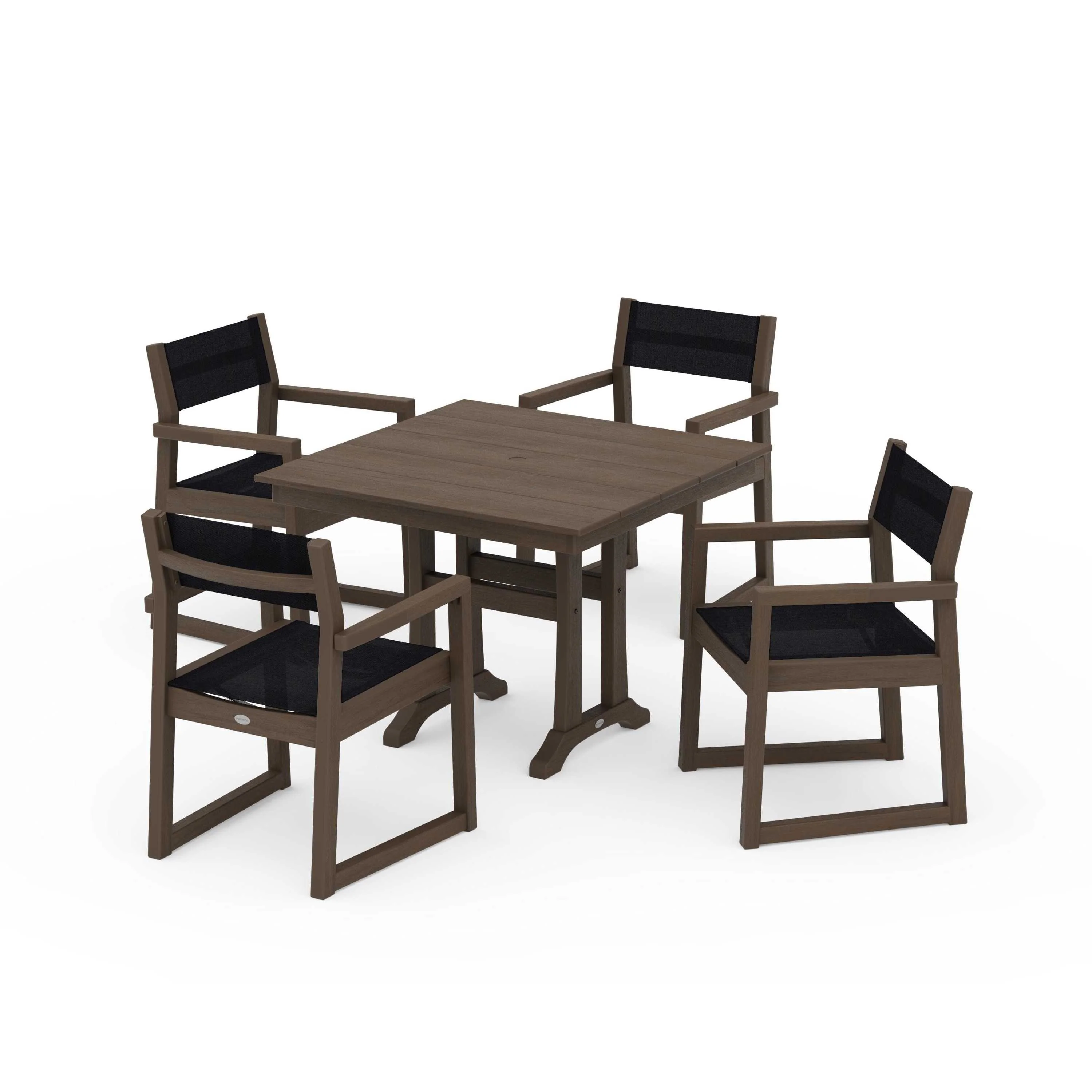 EDGE Sling 5-Piece Farmhouse Dining Set with Trestle Legs - Image 140