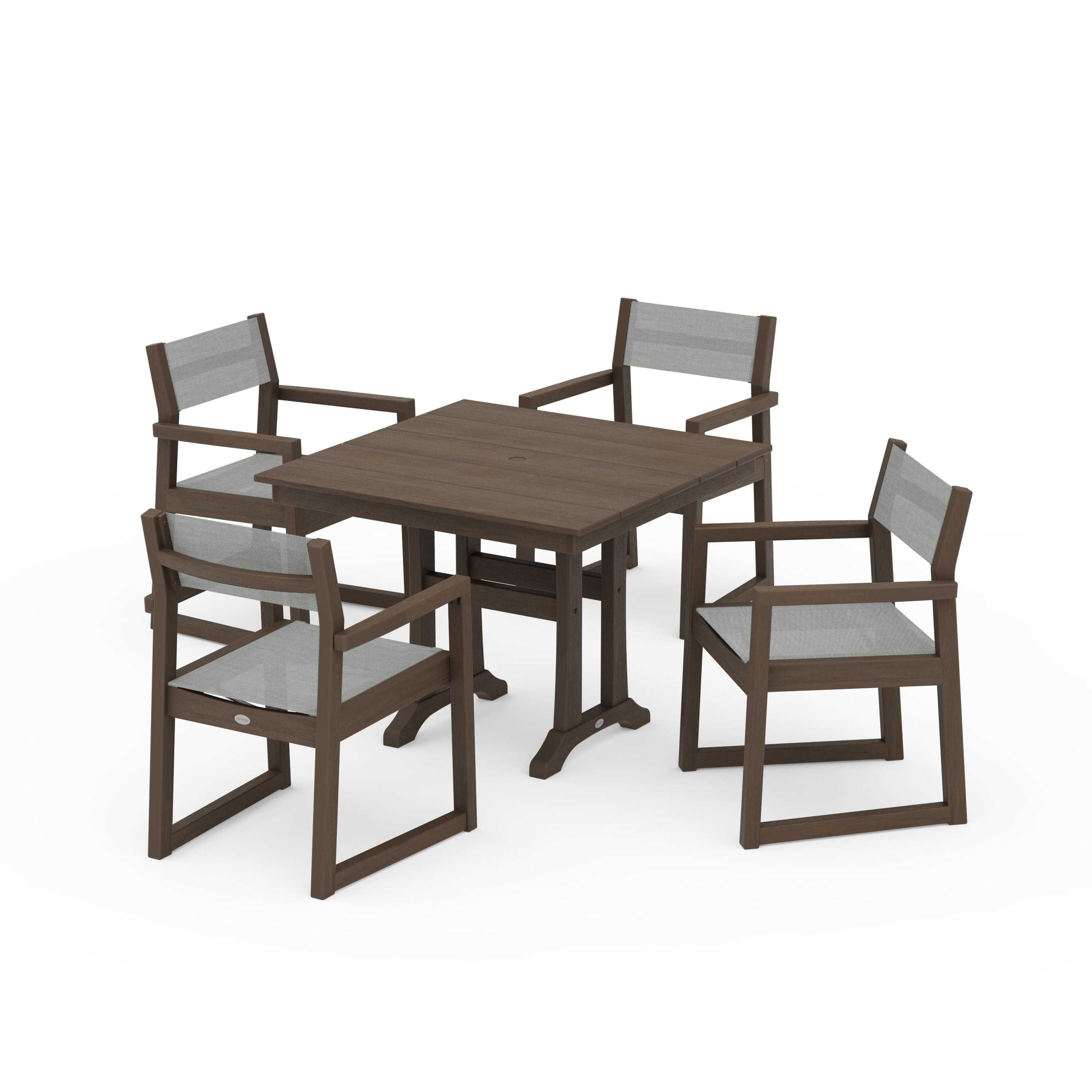 EDGE Sling 5-Piece Farmhouse Dining Set with Trestle Legs - Image 142