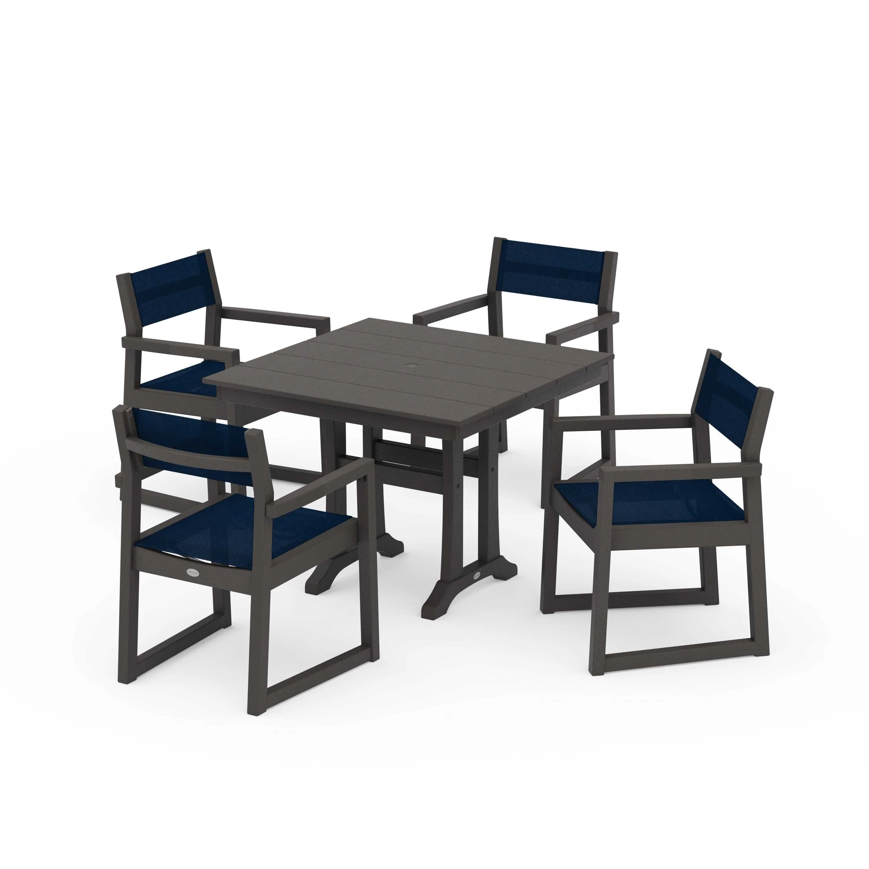 EDGE Sling 5-Piece Farmhouse Dining Set with Trestle Legs - Image 143