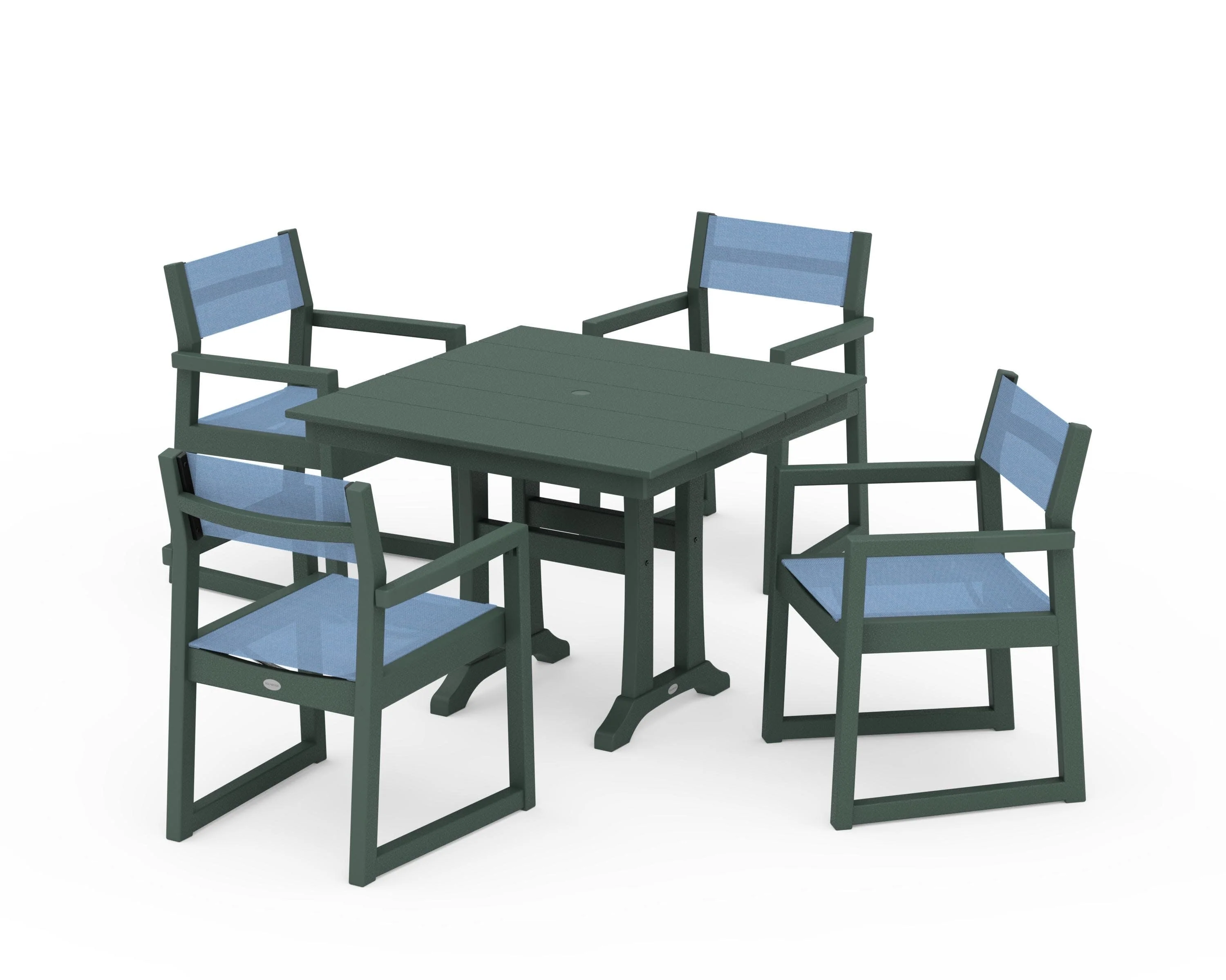EDGE Sling 5-Piece Farmhouse Dining Set with Trestle Legs - Image 16