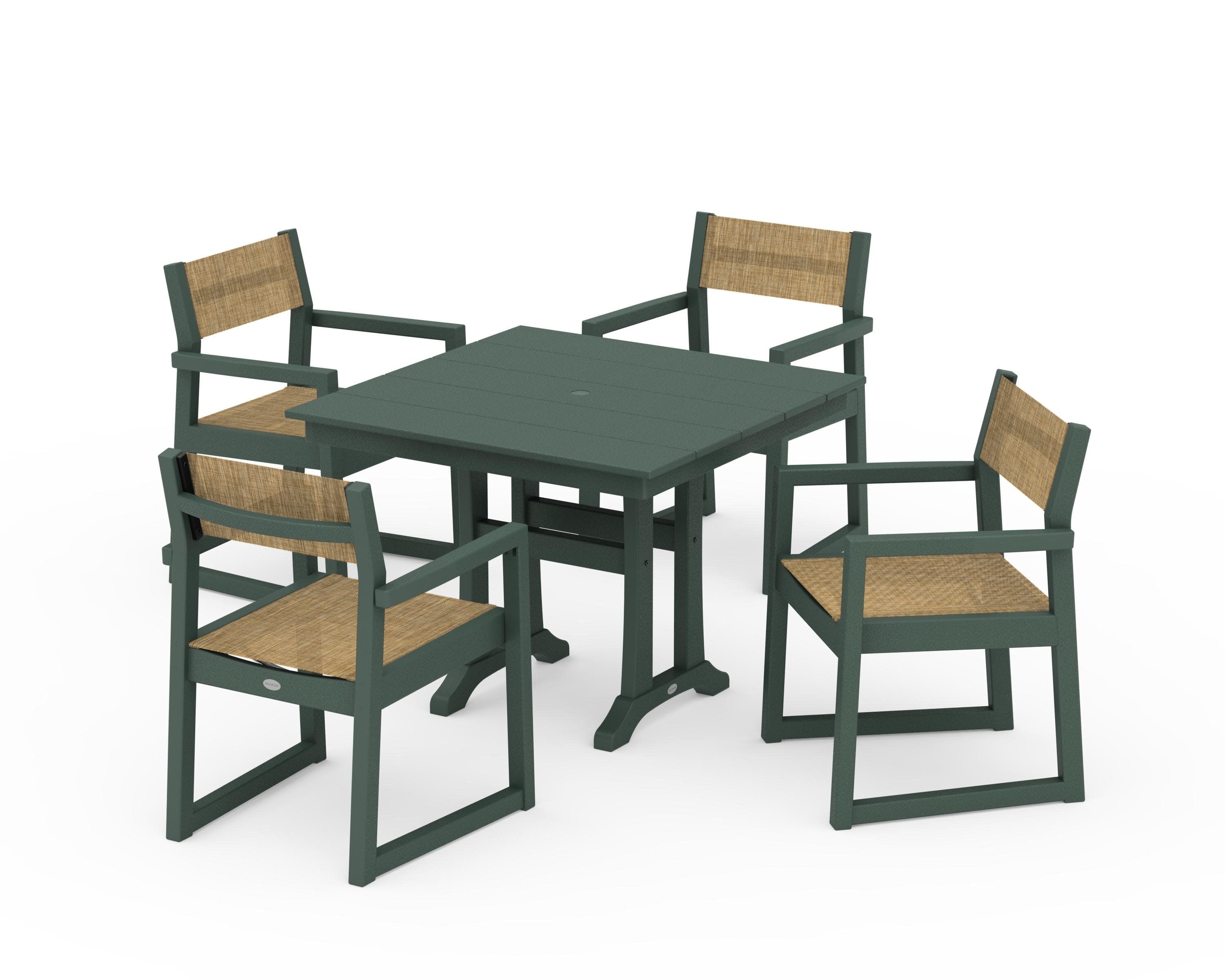 EDGE Sling 5-Piece Farmhouse Dining Set with Trestle Legs - Image 17