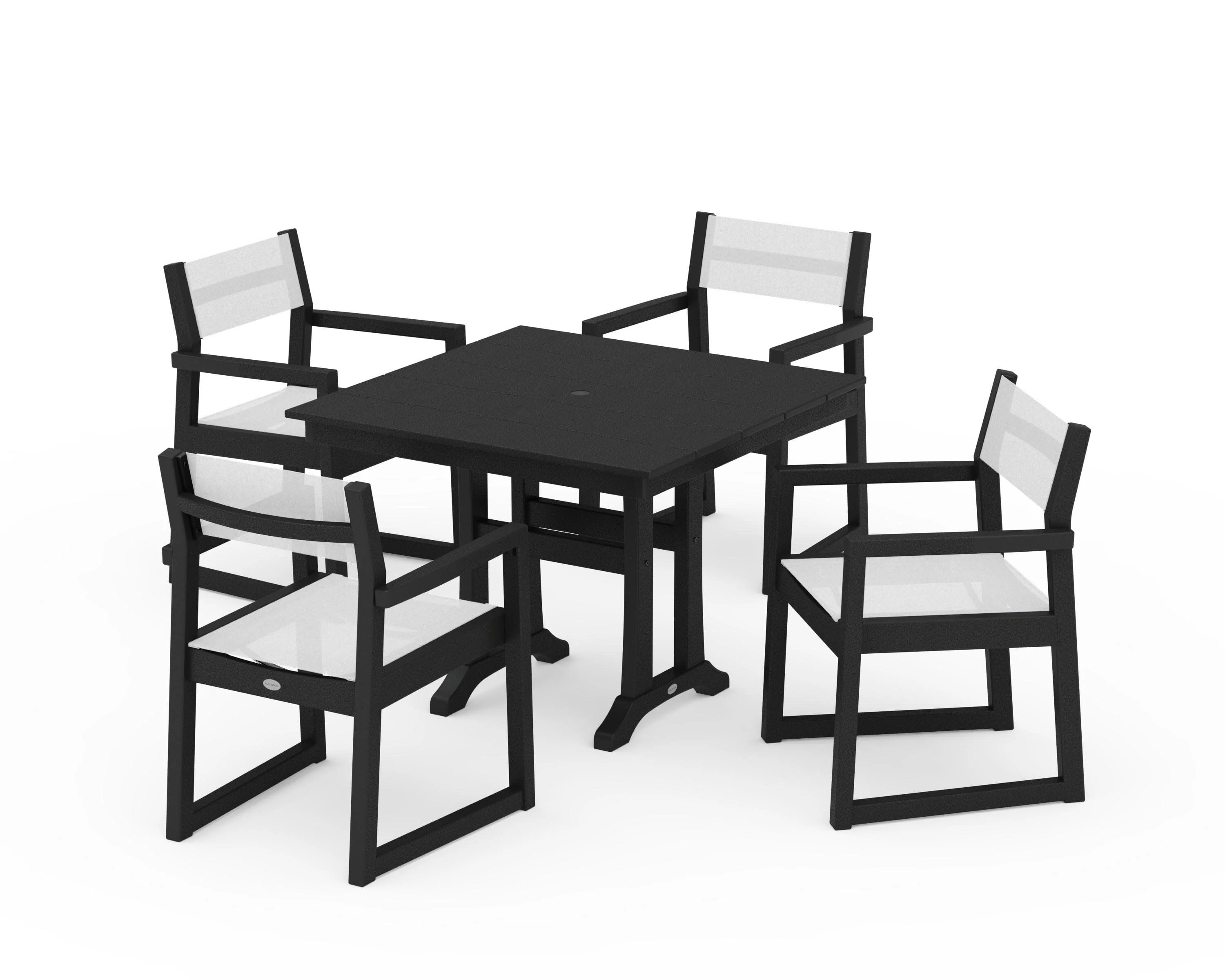 EDGE Sling 5-Piece Farmhouse Dining Set with Trestle Legs - Image 2