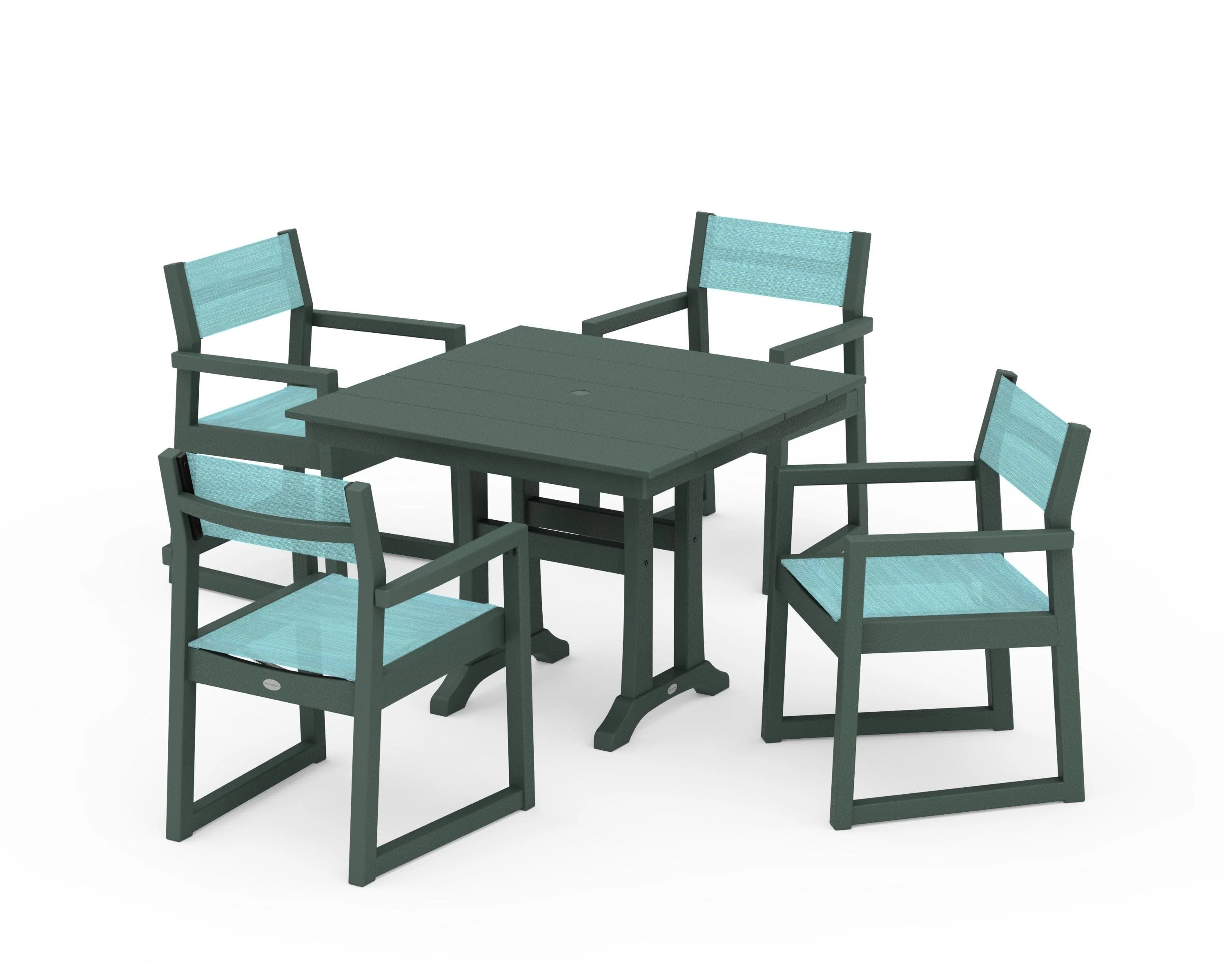 EDGE Sling 5-Piece Farmhouse Dining Set with Trestle Legs - Image 20