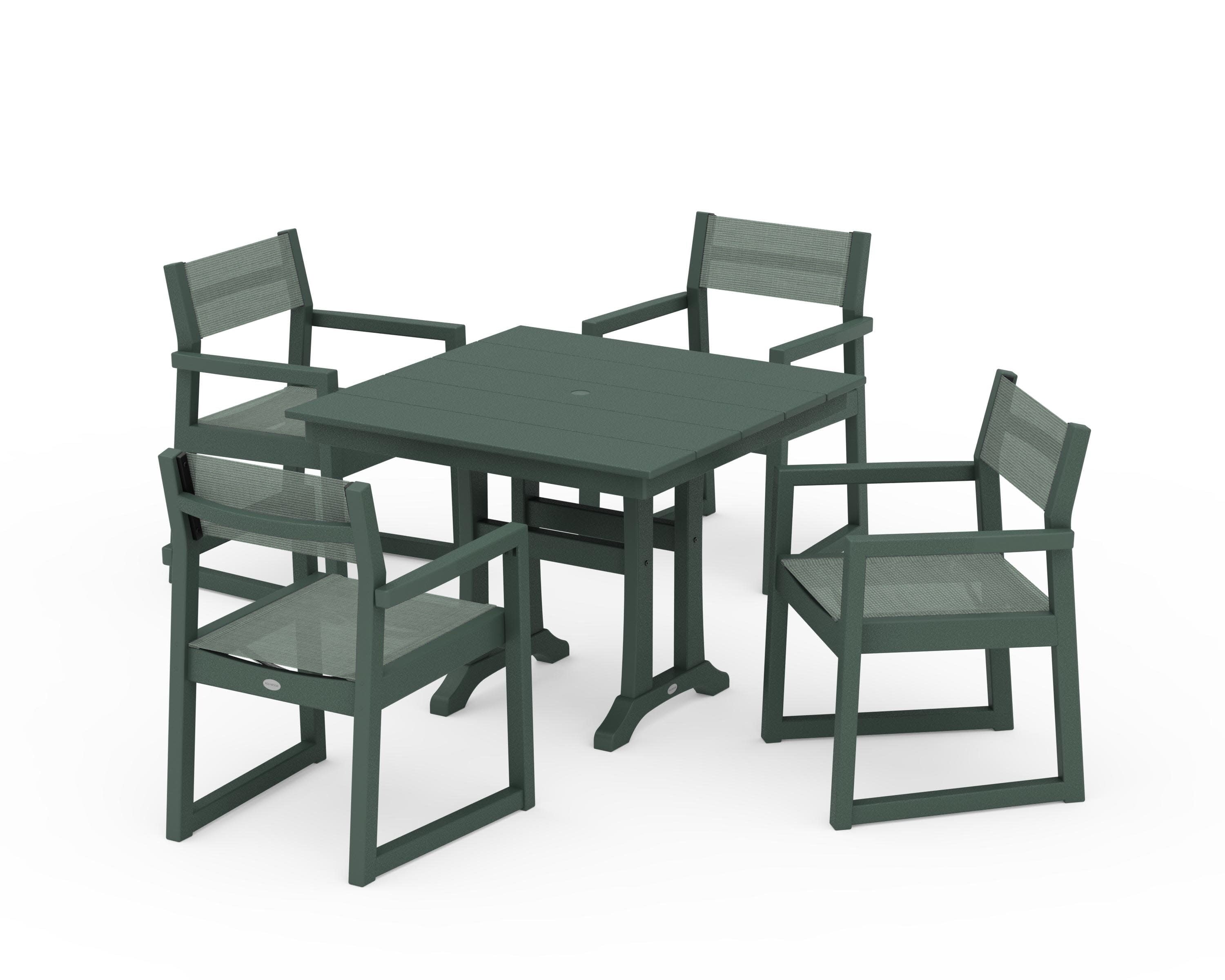 EDGE Sling 5-Piece Farmhouse Dining Set with Trestle Legs - Image 23