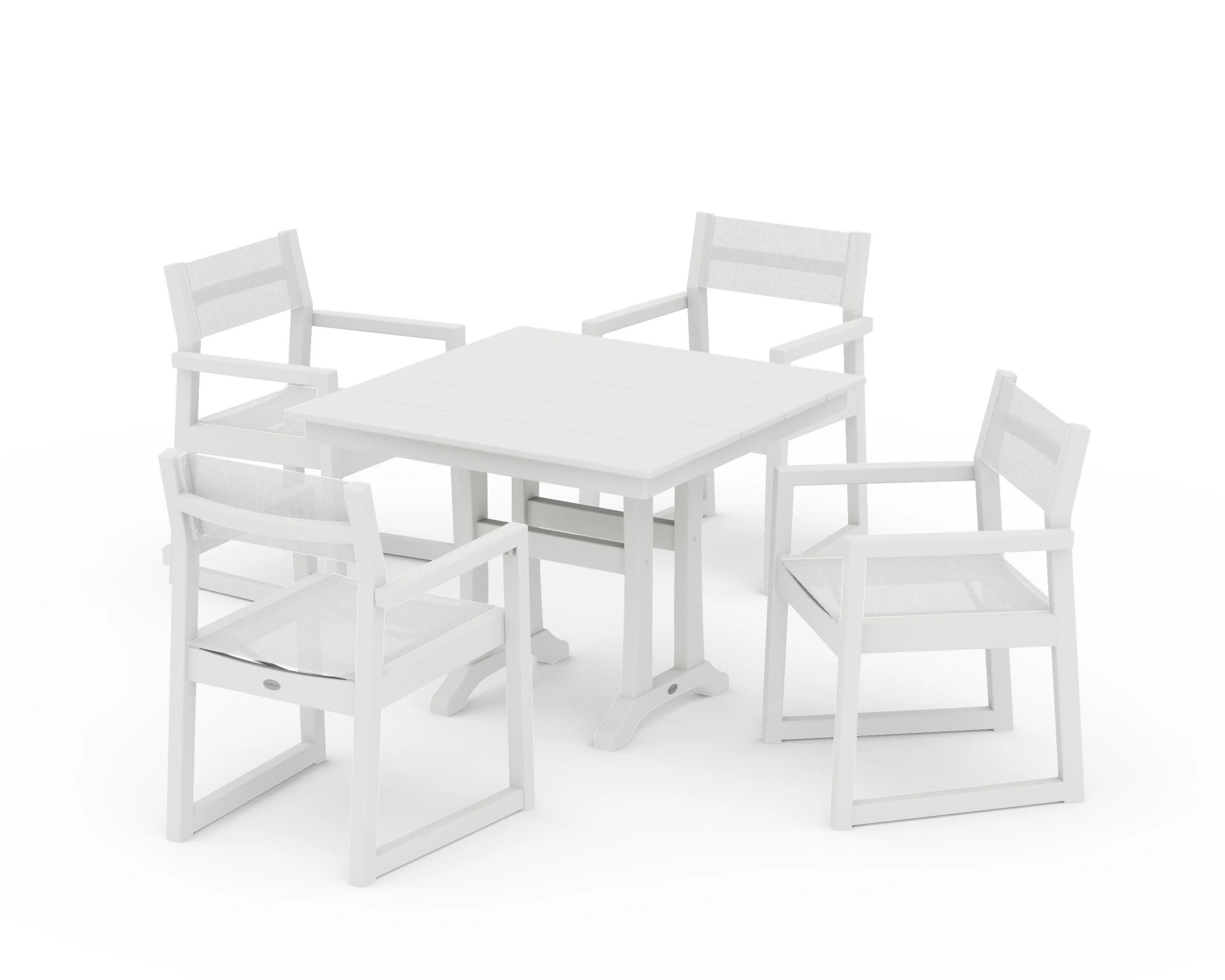 EDGE Sling 5-Piece Farmhouse Dining Set with Trestle Legs - Image 24