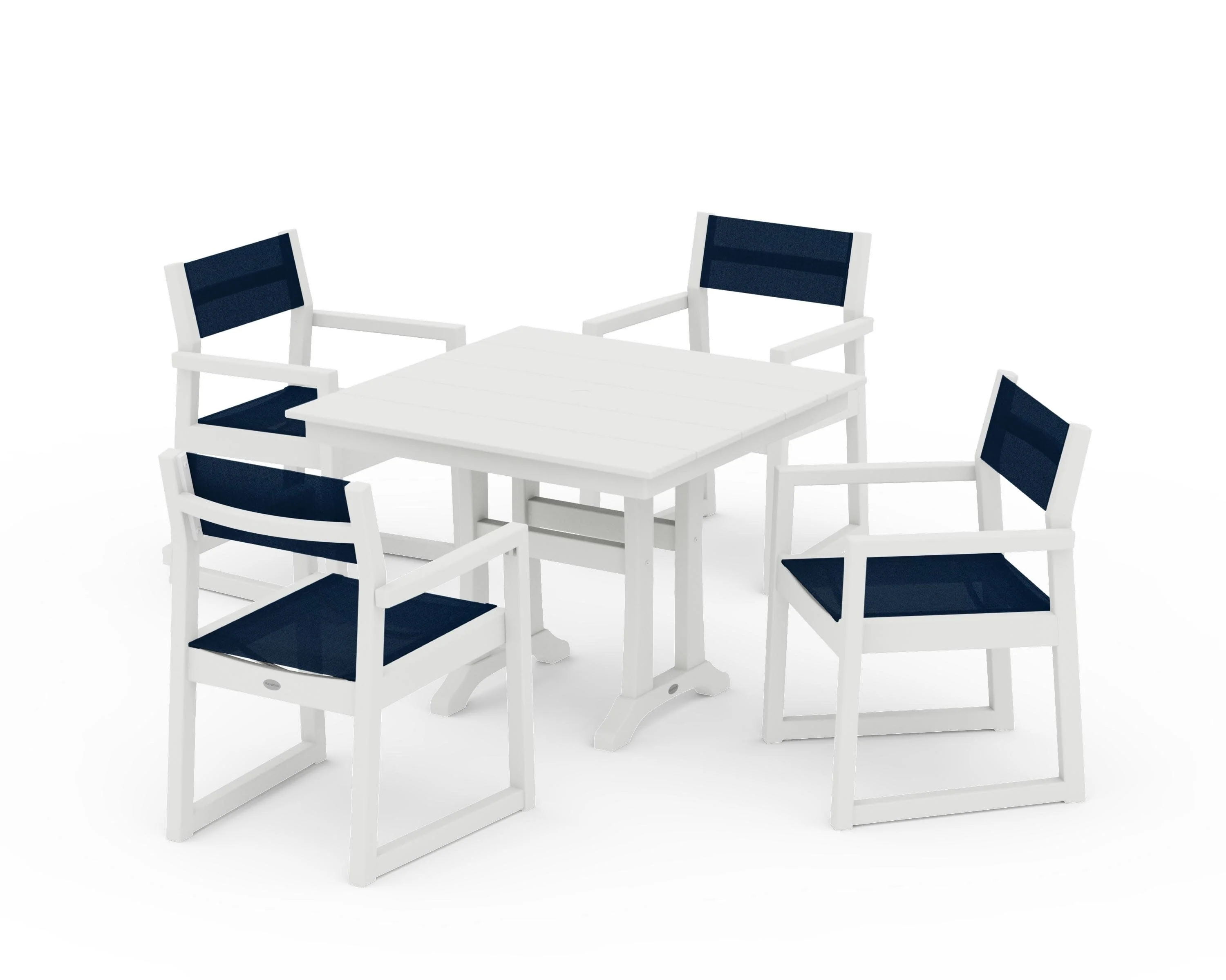 EDGE Sling 5-Piece Farmhouse Dining Set with Trestle Legs - Image 25