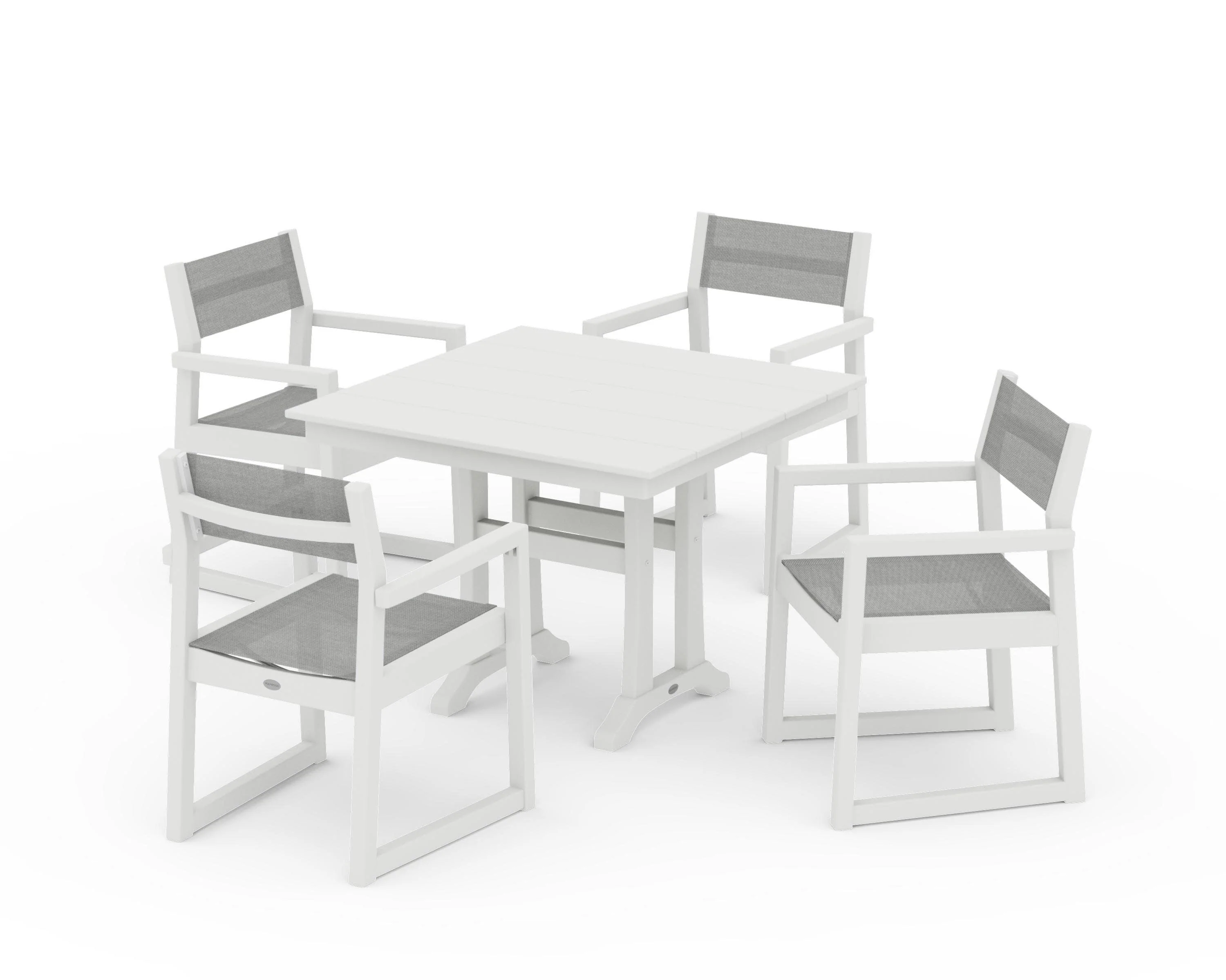 EDGE Sling 5-Piece Farmhouse Dining Set with Trestle Legs - Image 26