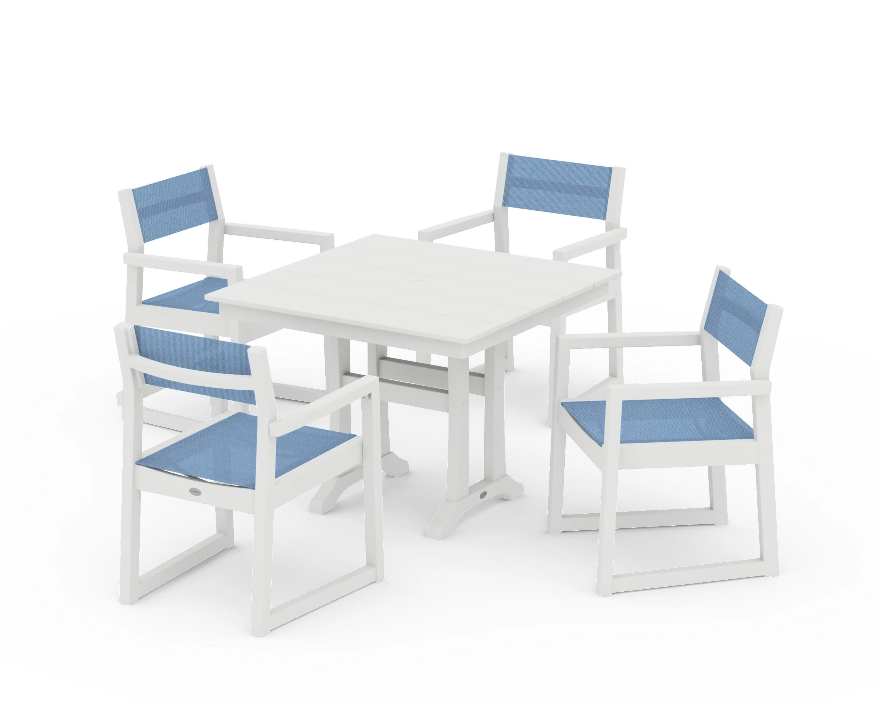 EDGE Sling 5-Piece Farmhouse Dining Set with Trestle Legs - Image 27