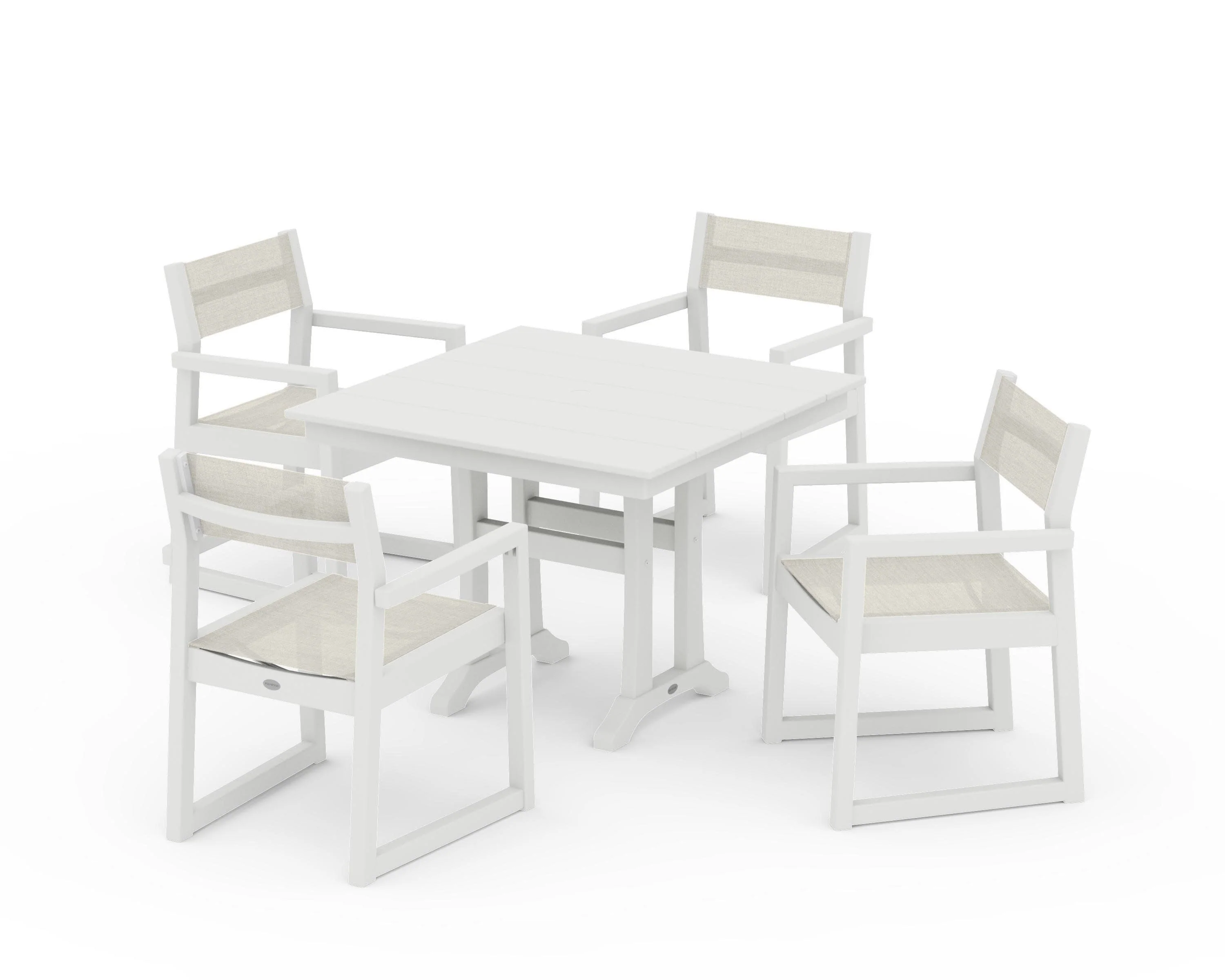 EDGE Sling 5-Piece Farmhouse Dining Set with Trestle Legs - Image 29