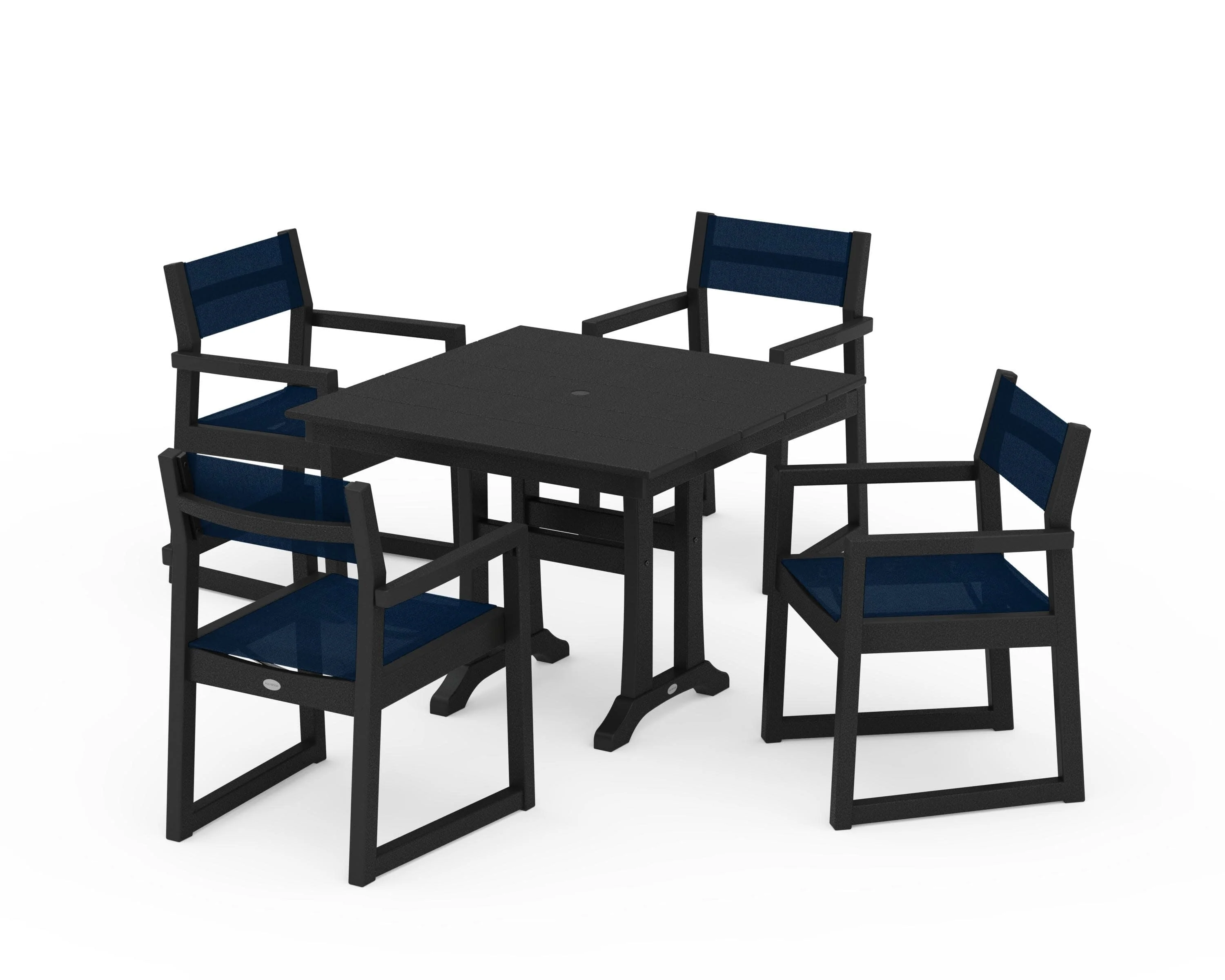 EDGE Sling 5-Piece Farmhouse Dining Set with Trestle Legs - Image 3