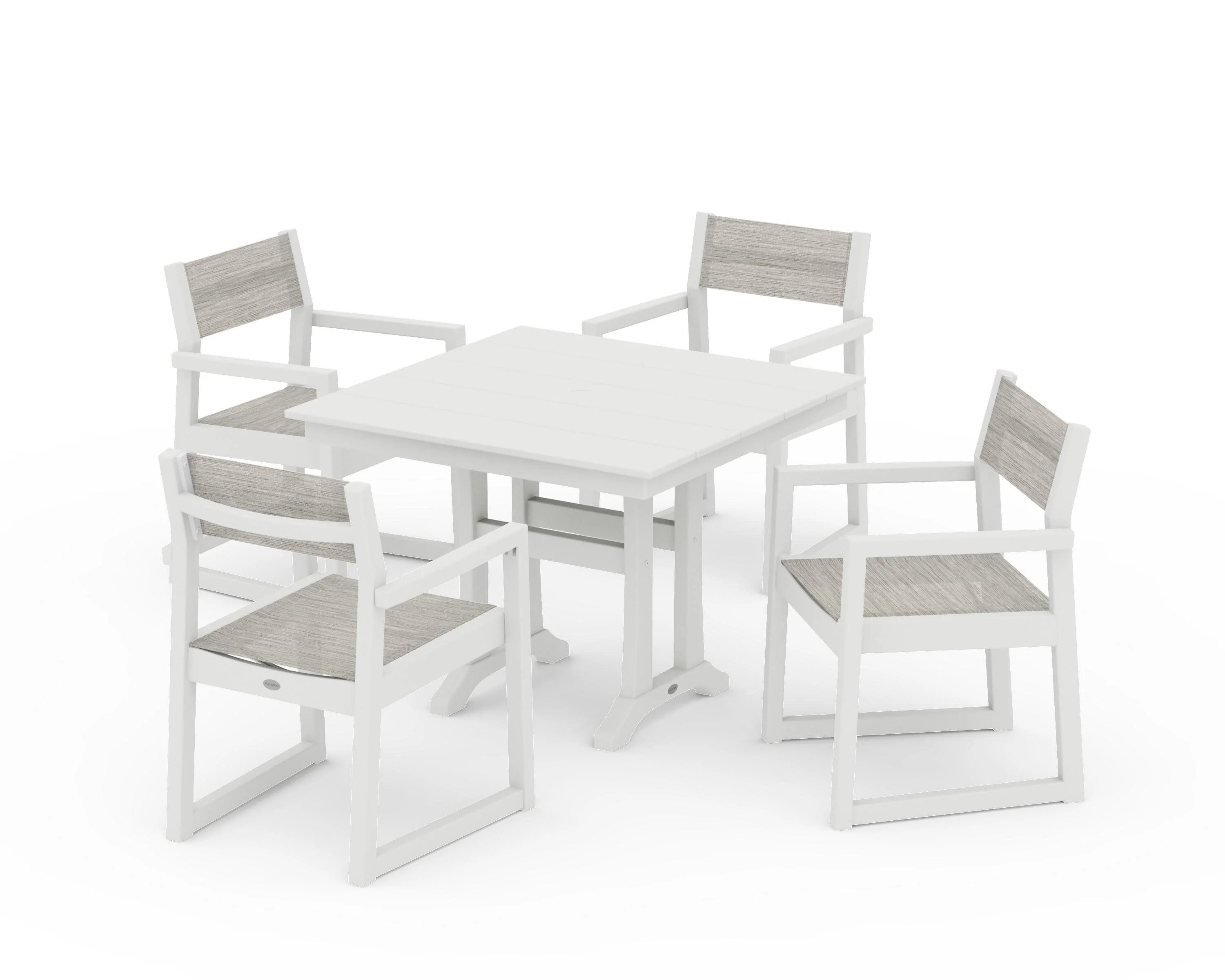EDGE Sling 5-Piece Farmhouse Dining Set with Trestle Legs - Image 30