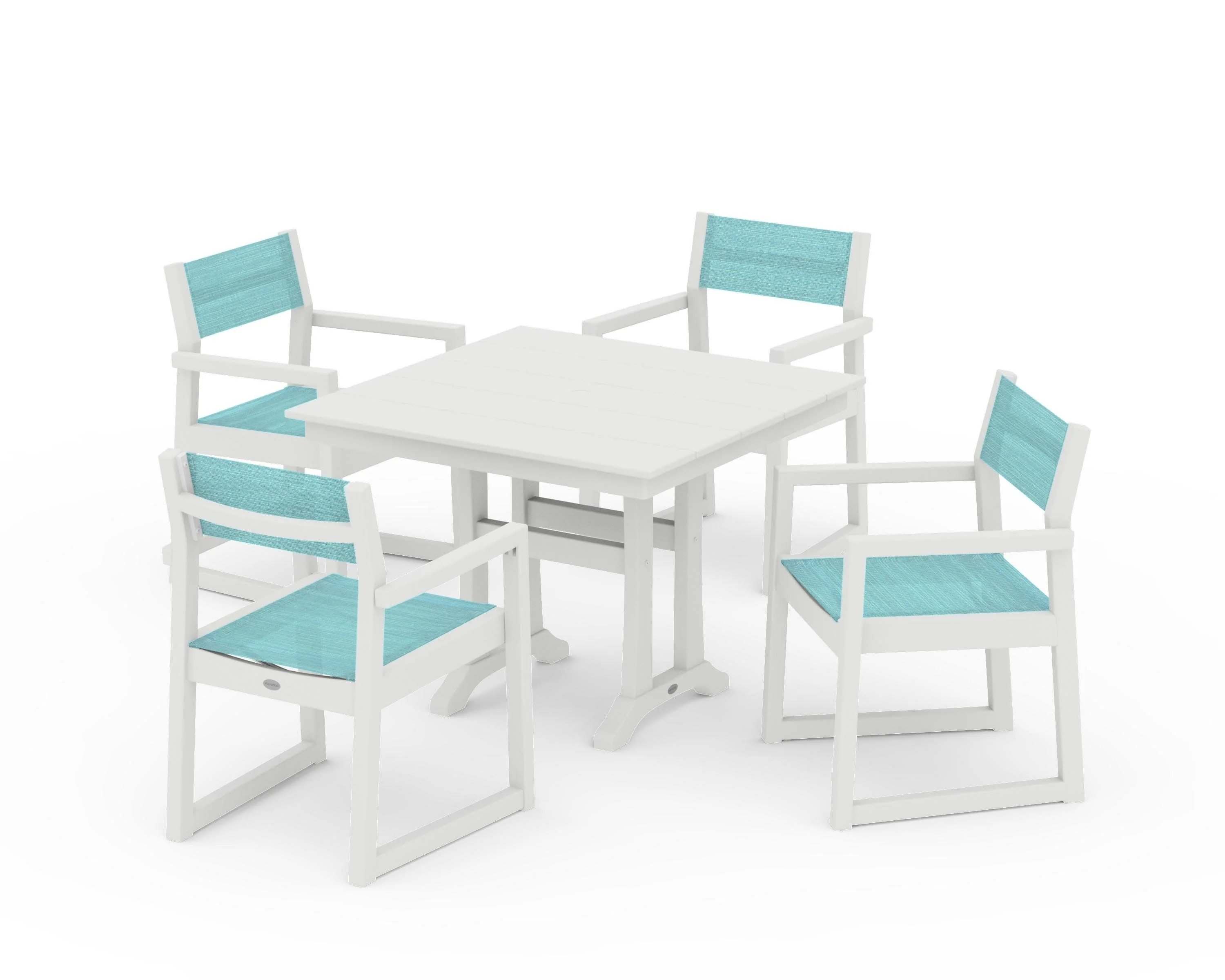 EDGE Sling 5-Piece Farmhouse Dining Set with Trestle Legs - Image 31