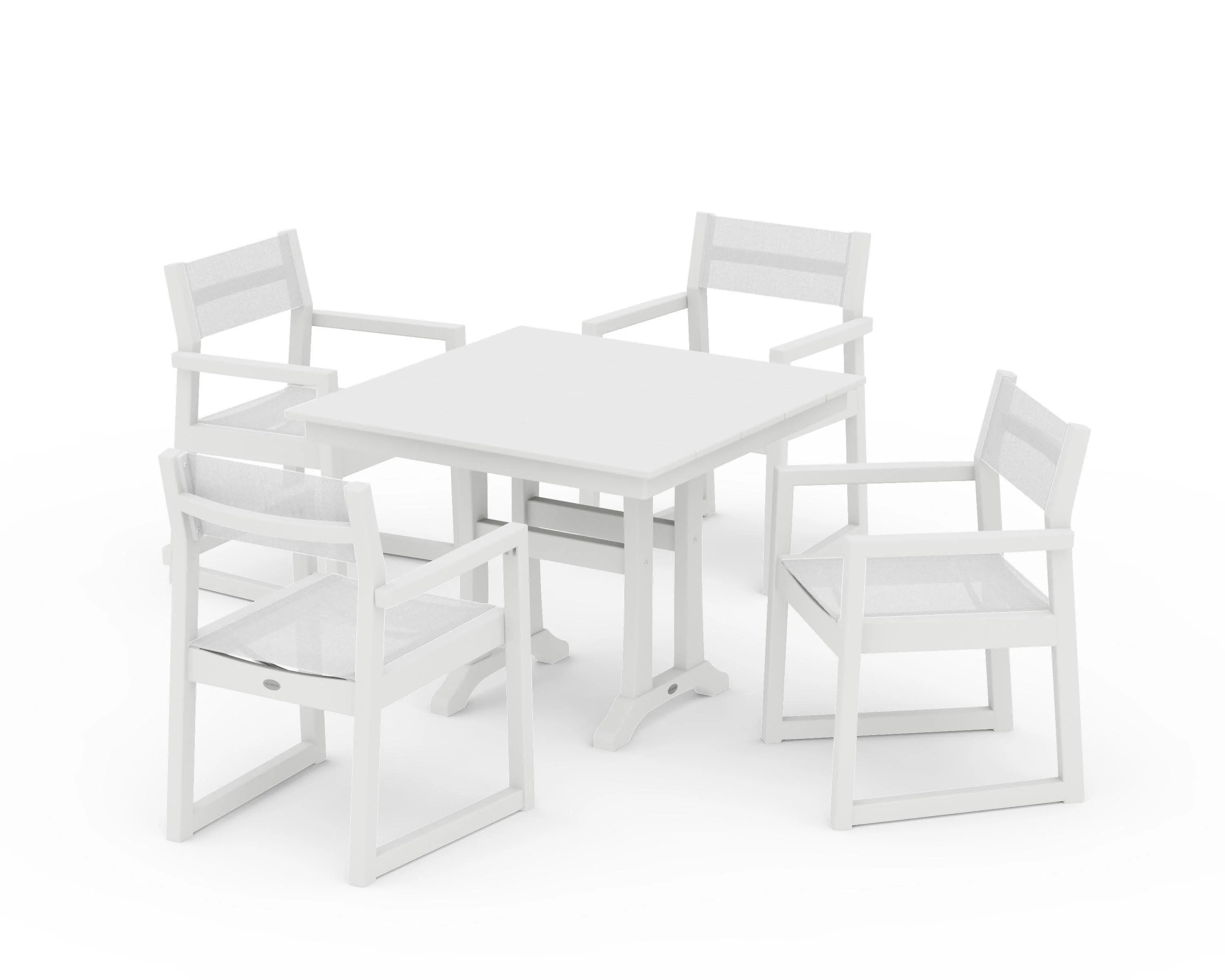 EDGE Sling 5-Piece Farmhouse Dining Set with Trestle Legs - Image 35