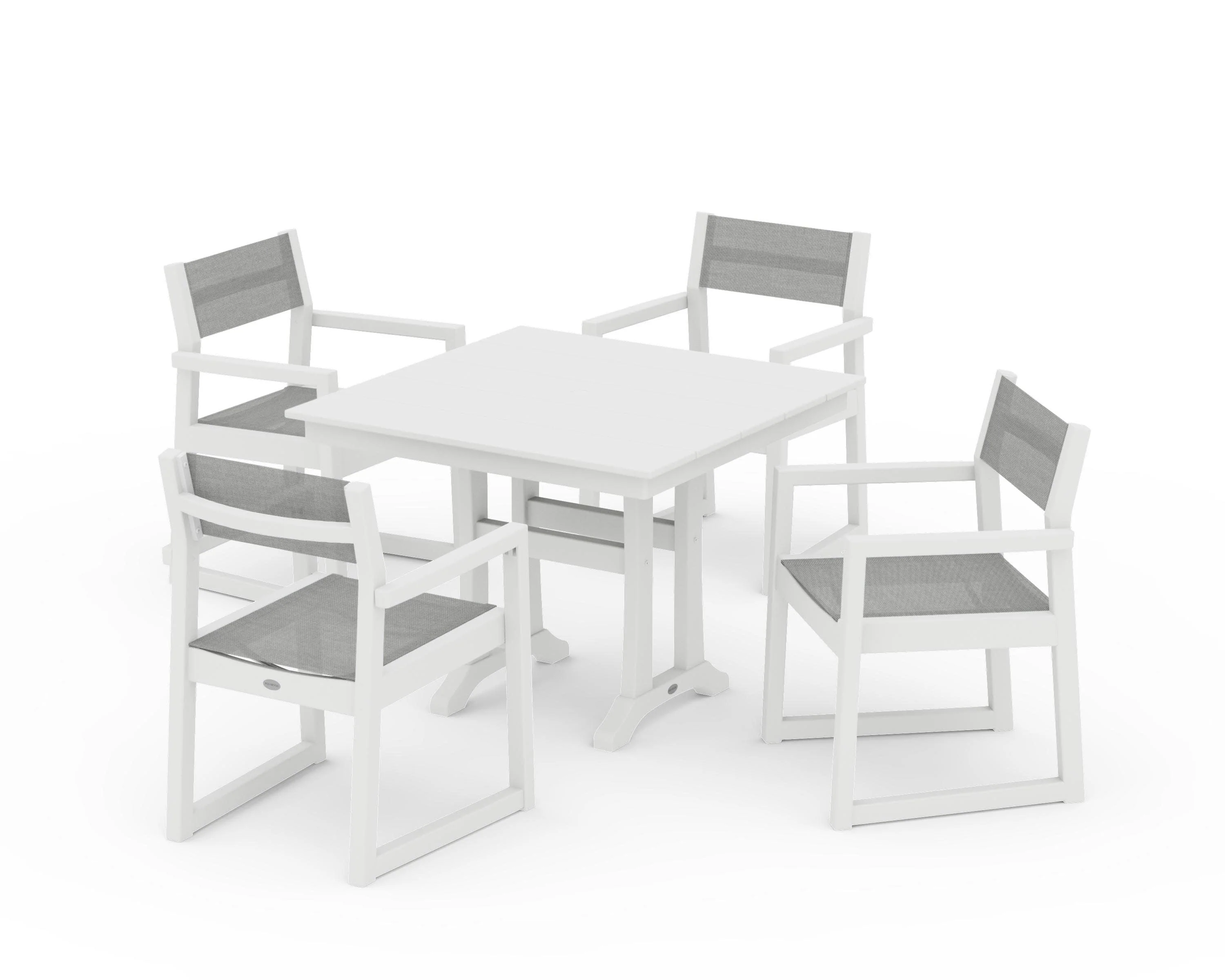 EDGE Sling 5-Piece Farmhouse Dining Set with Trestle Legs - Image 37