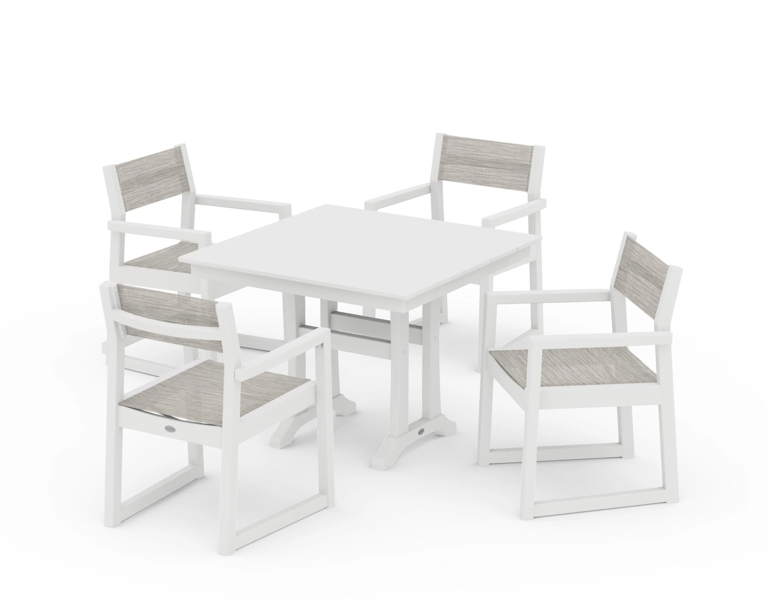 EDGE Sling 5-Piece Farmhouse Dining Set with Trestle Legs - Image 40