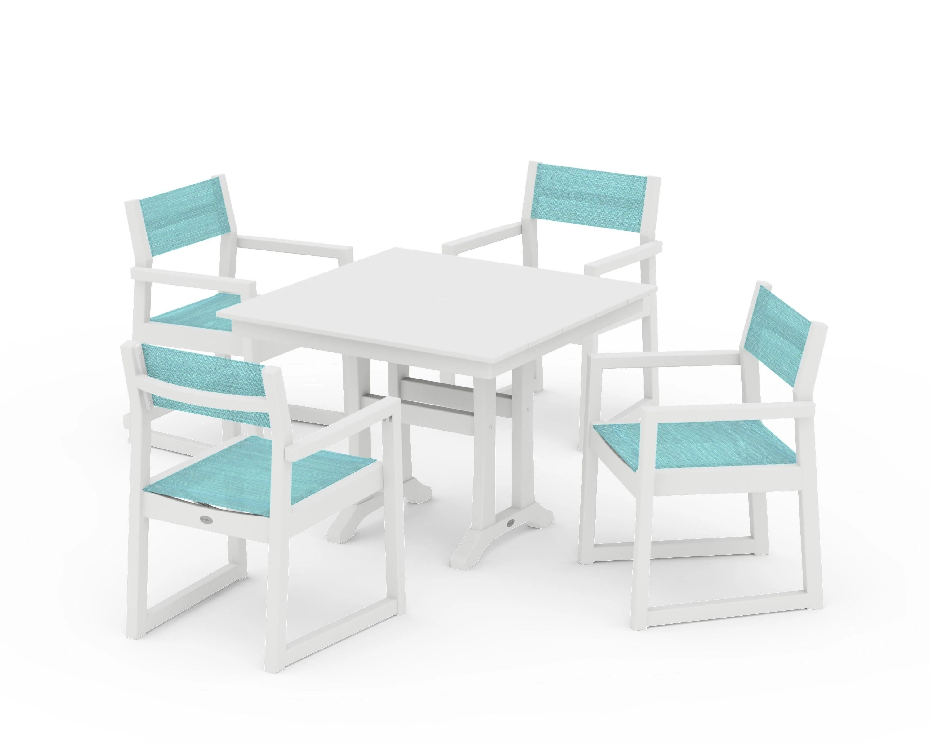 EDGE Sling 5-Piece Farmhouse Dining Set with Trestle Legs - Image 41