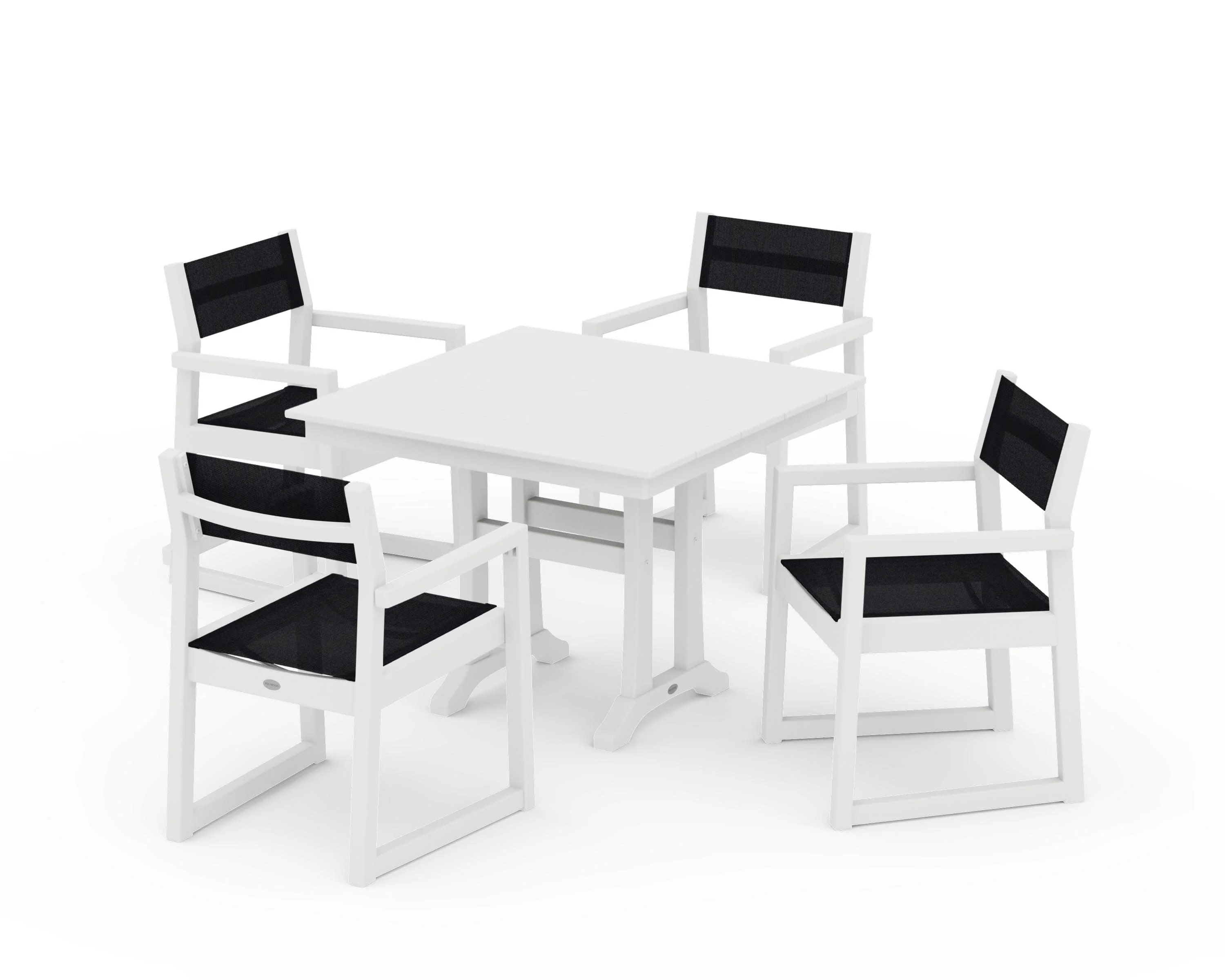 EDGE Sling 5-Piece Farmhouse Dining Set with Trestle Legs - Image 42