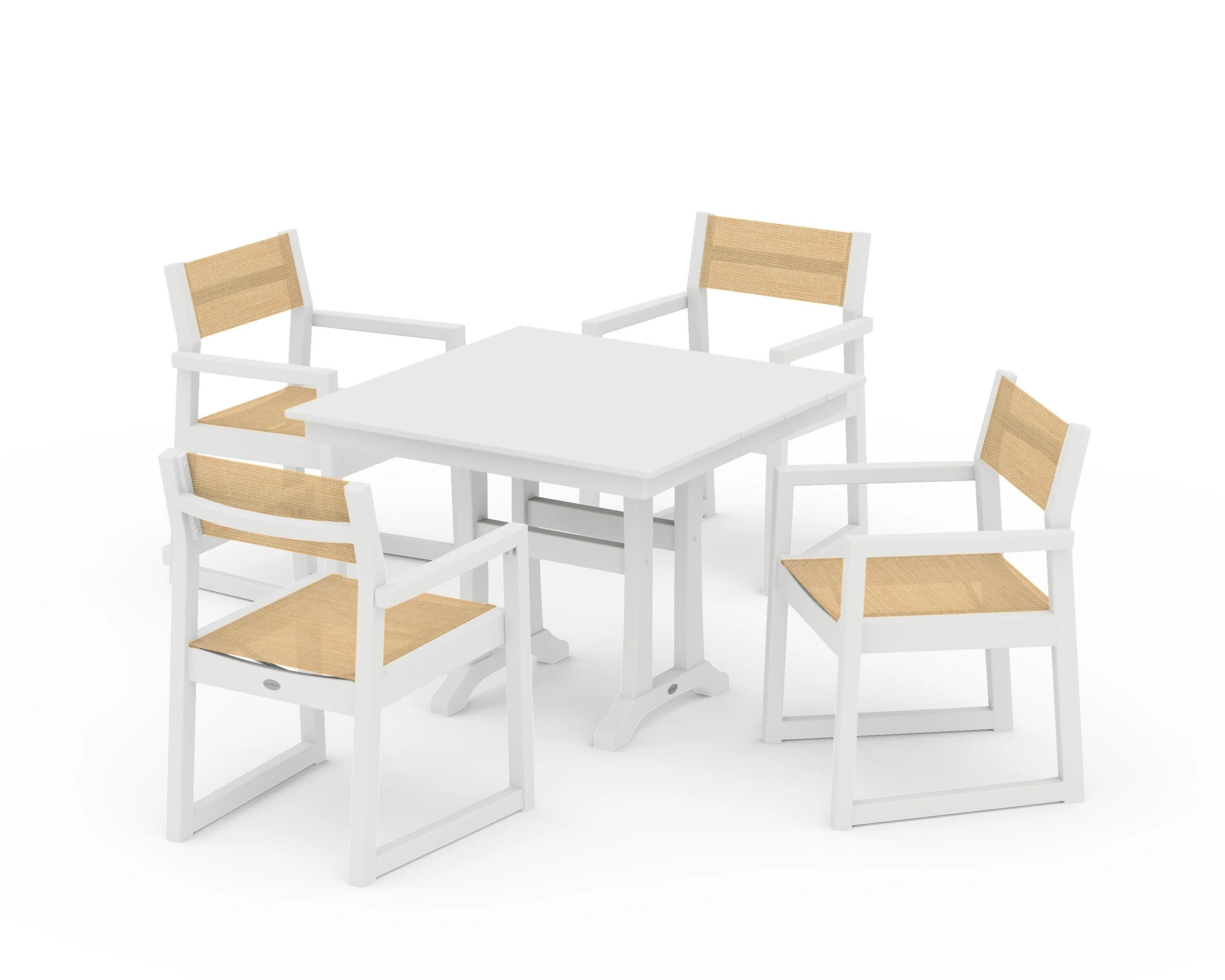 EDGE Sling 5-Piece Farmhouse Dining Set with Trestle Legs - Image 43