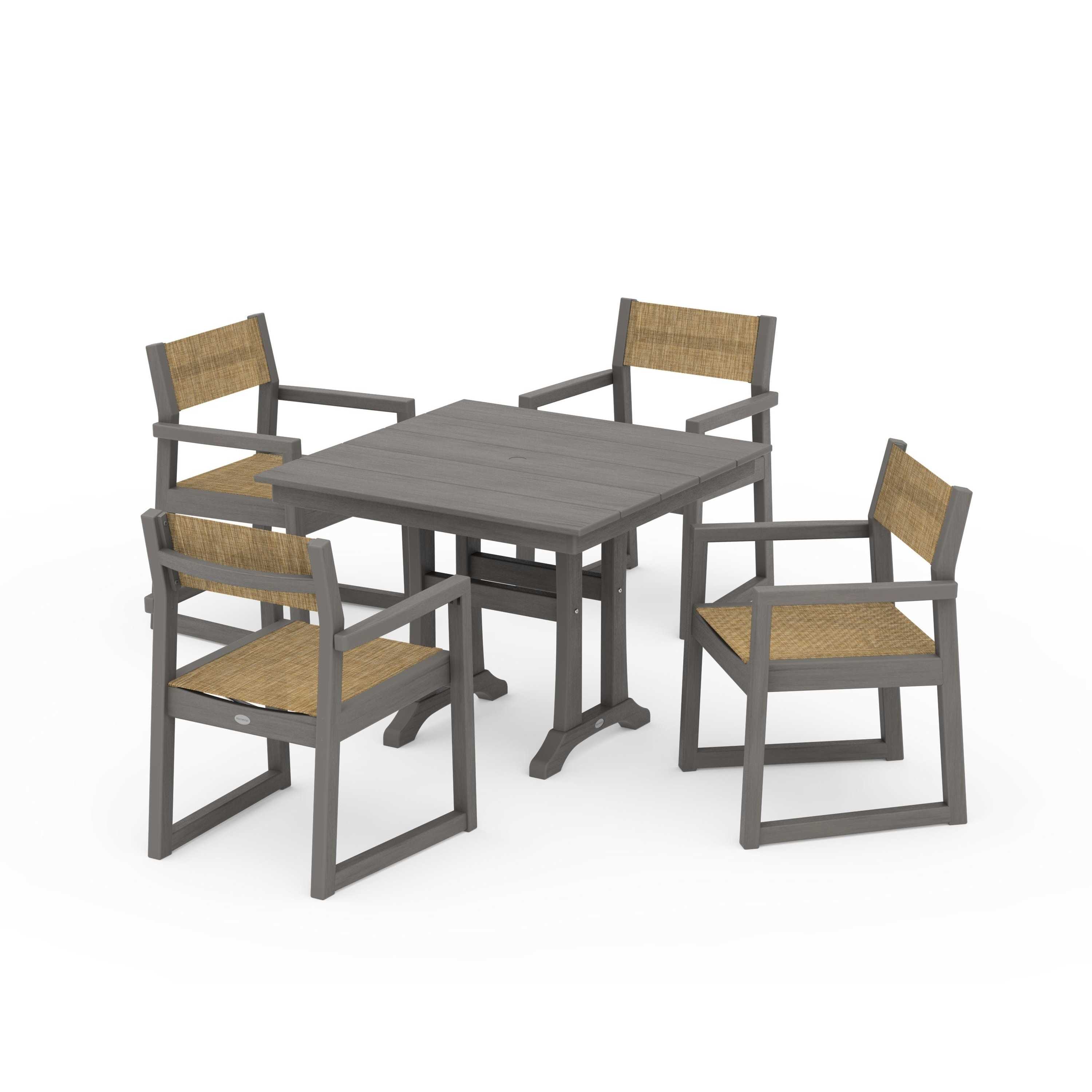 EDGE Sling 5-Piece Farmhouse Dining Set with Trestle Legs - Image 48