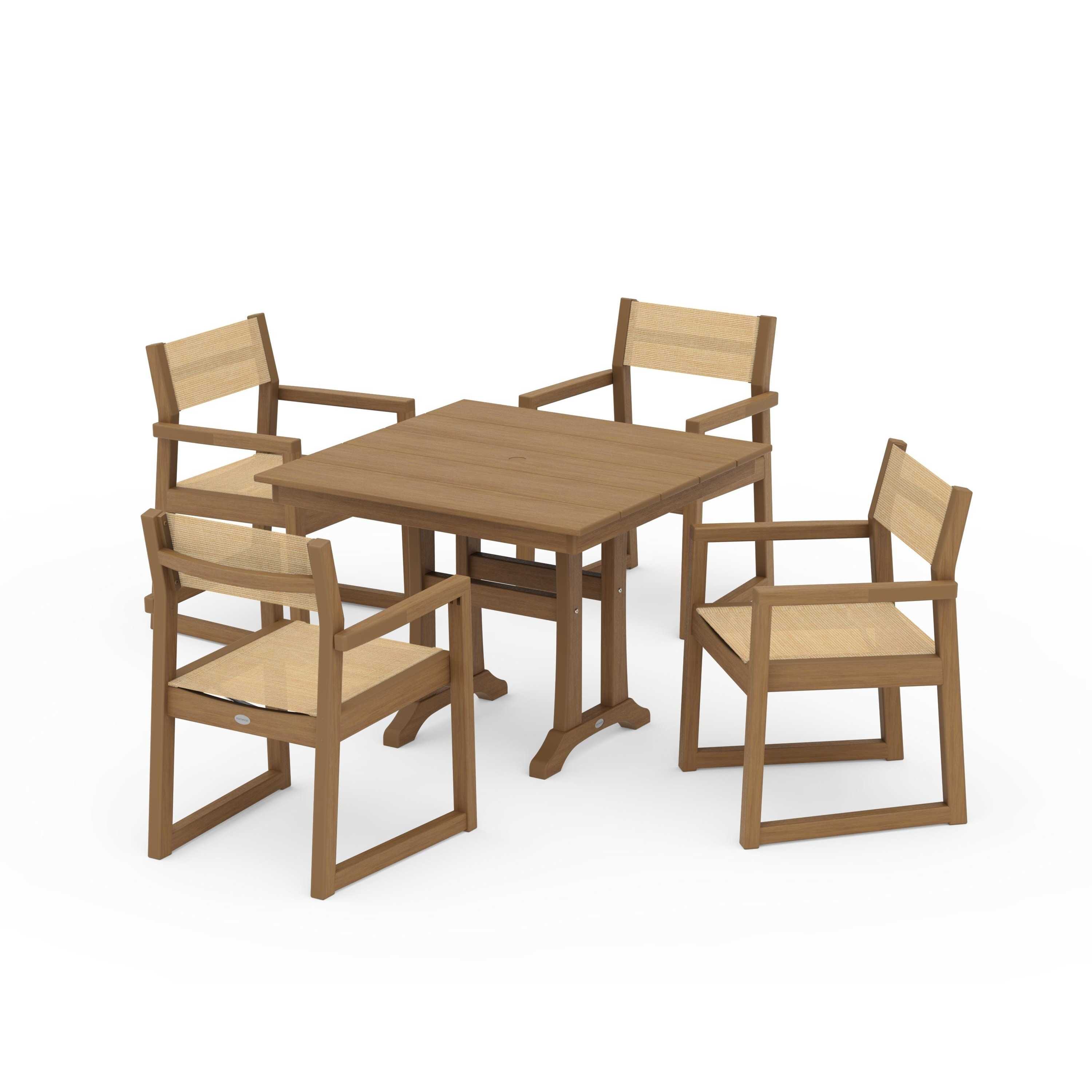 EDGE Sling 5-Piece Farmhouse Dining Set with Trestle Legs - Image 49