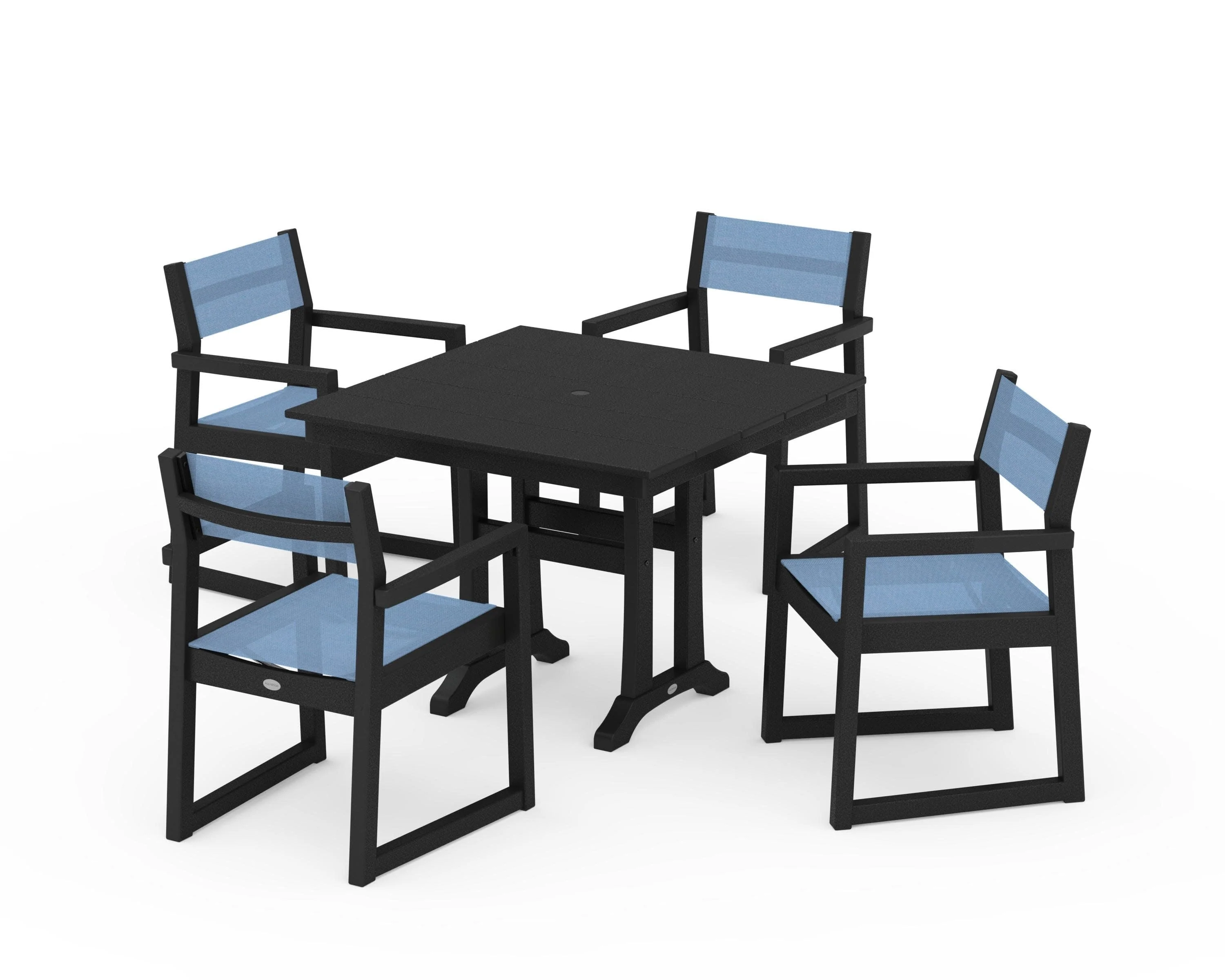 EDGE Sling 5-Piece Farmhouse Dining Set with Trestle Legs - Image 5