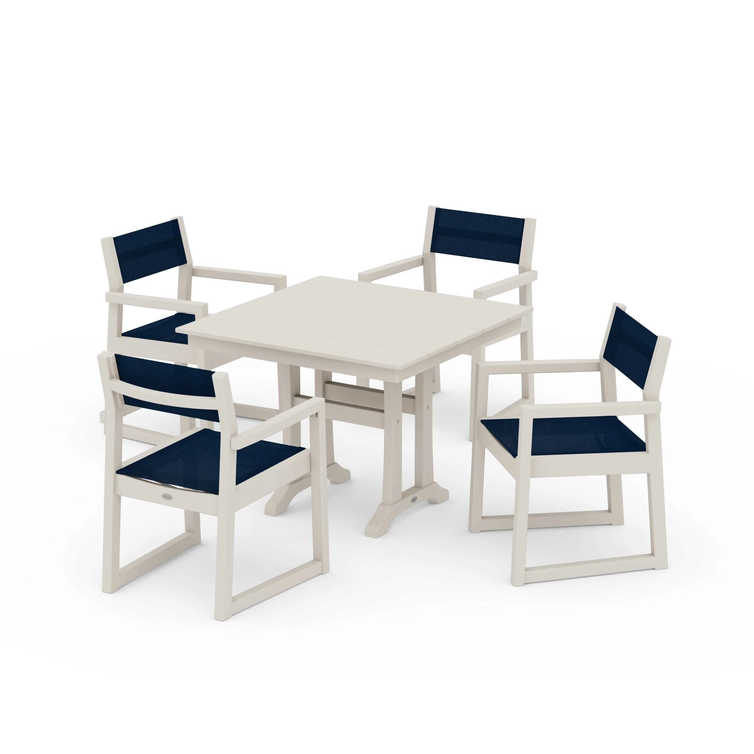 EDGE Sling 5-Piece Farmhouse Dining Set with Trestle Legs - Image 50