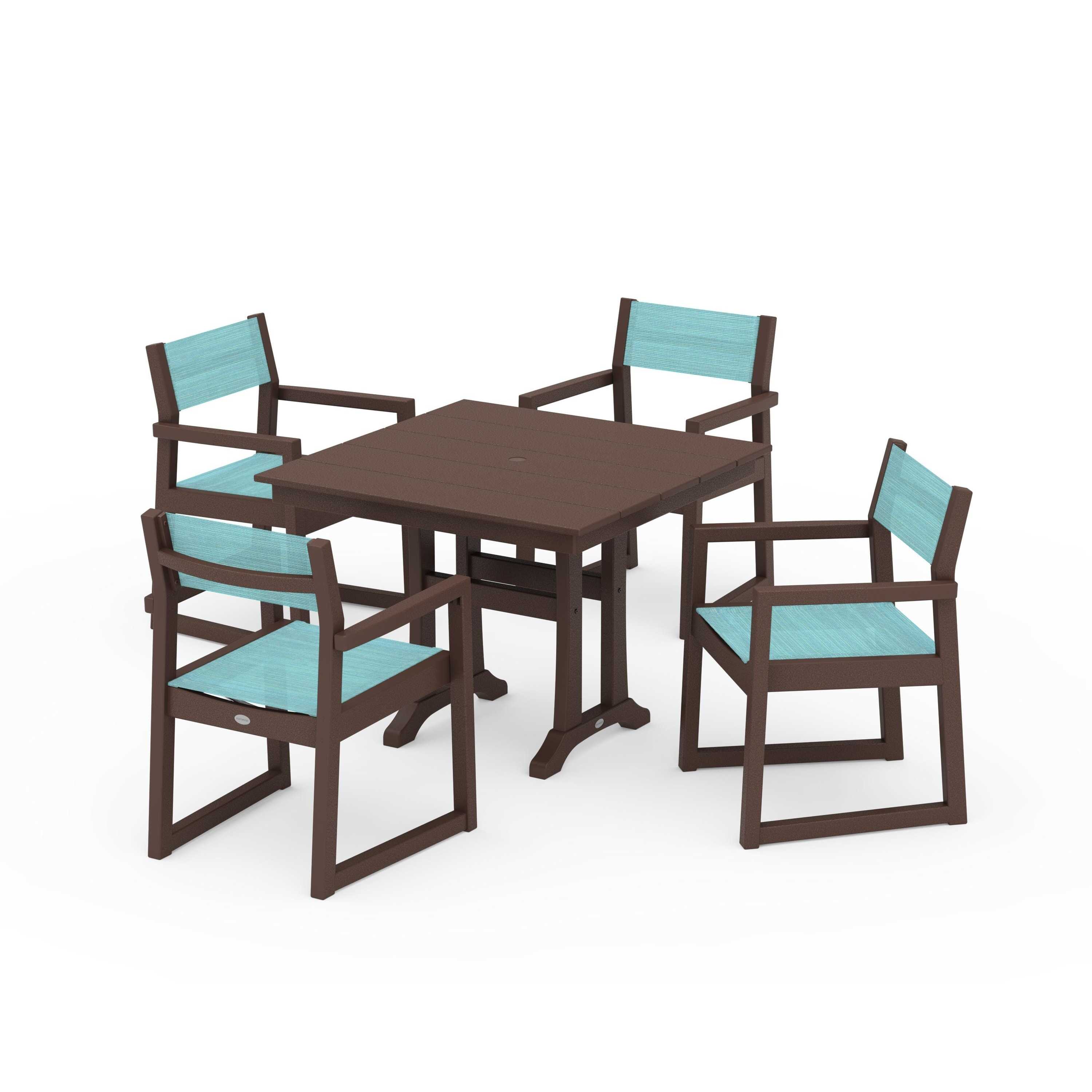 EDGE Sling 5-Piece Farmhouse Dining Set with Trestle Legs - Image 55