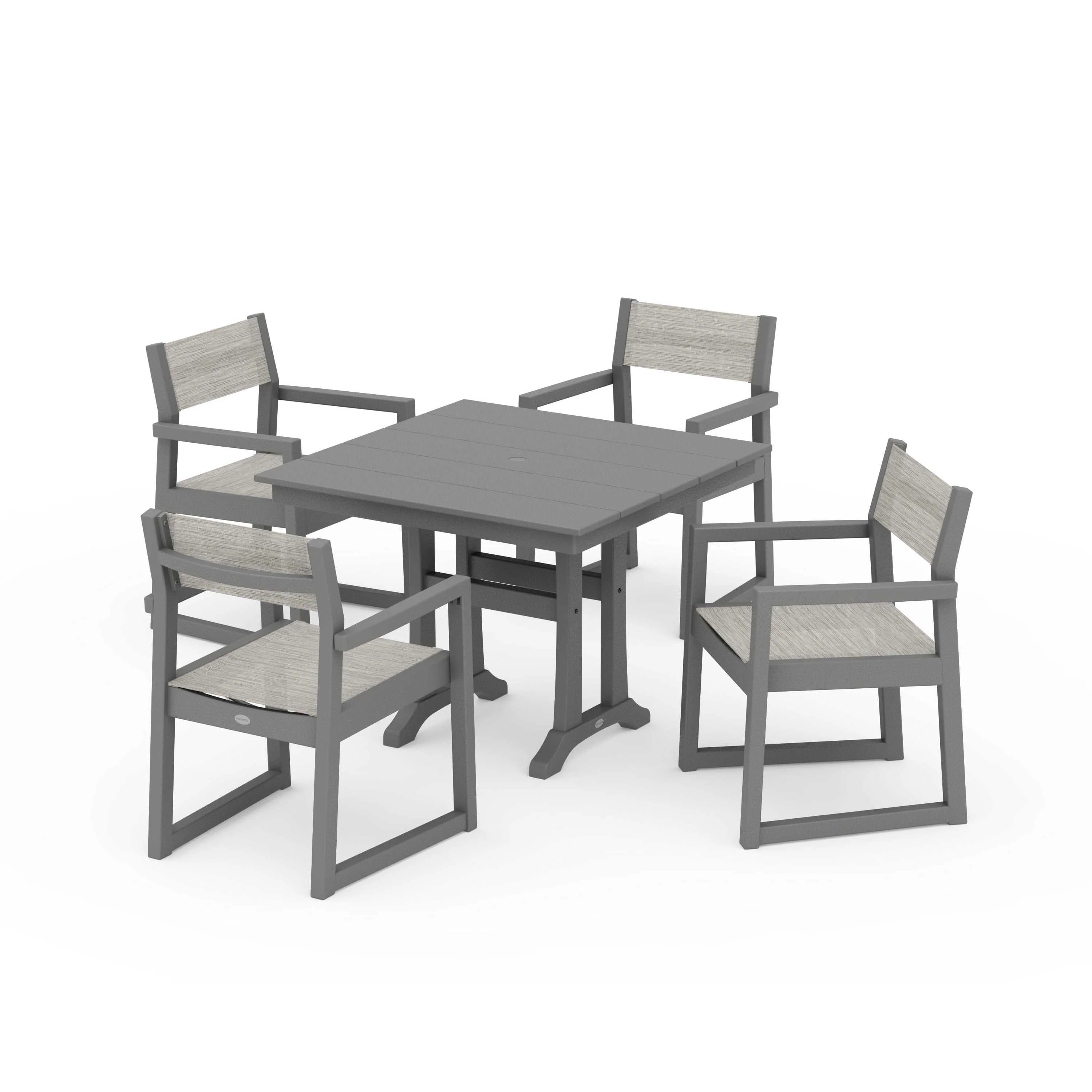 EDGE Sling 5-Piece Farmhouse Dining Set with Trestle Legs - Image 56
