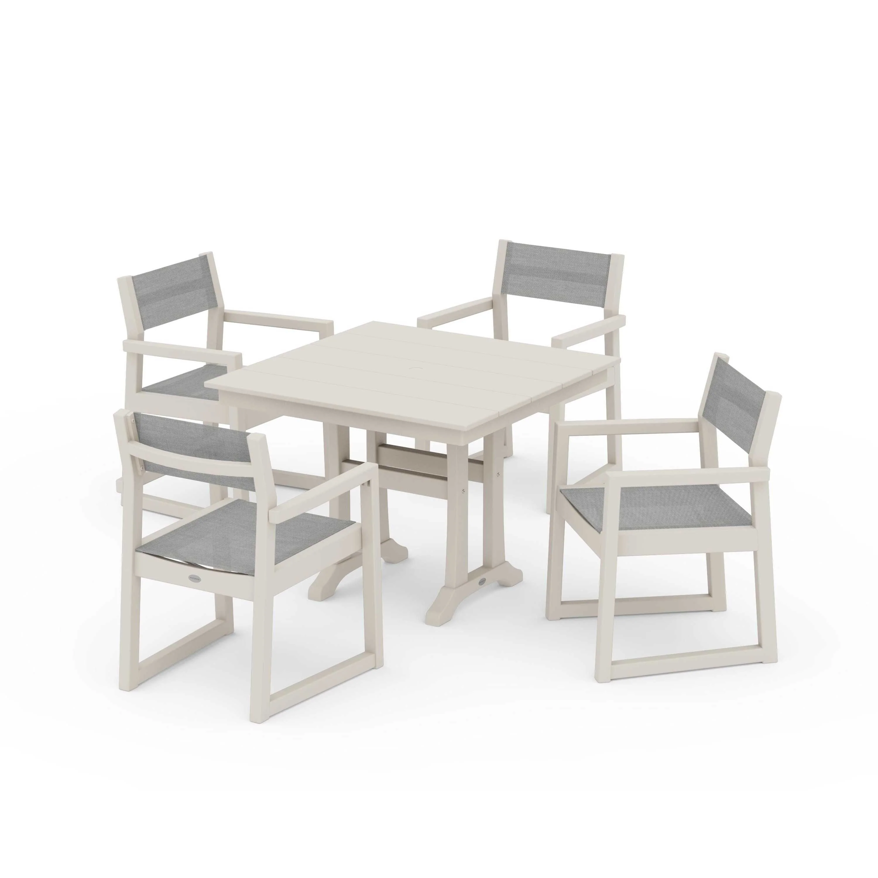EDGE Sling 5-Piece Farmhouse Dining Set with Trestle Legs - Image 58