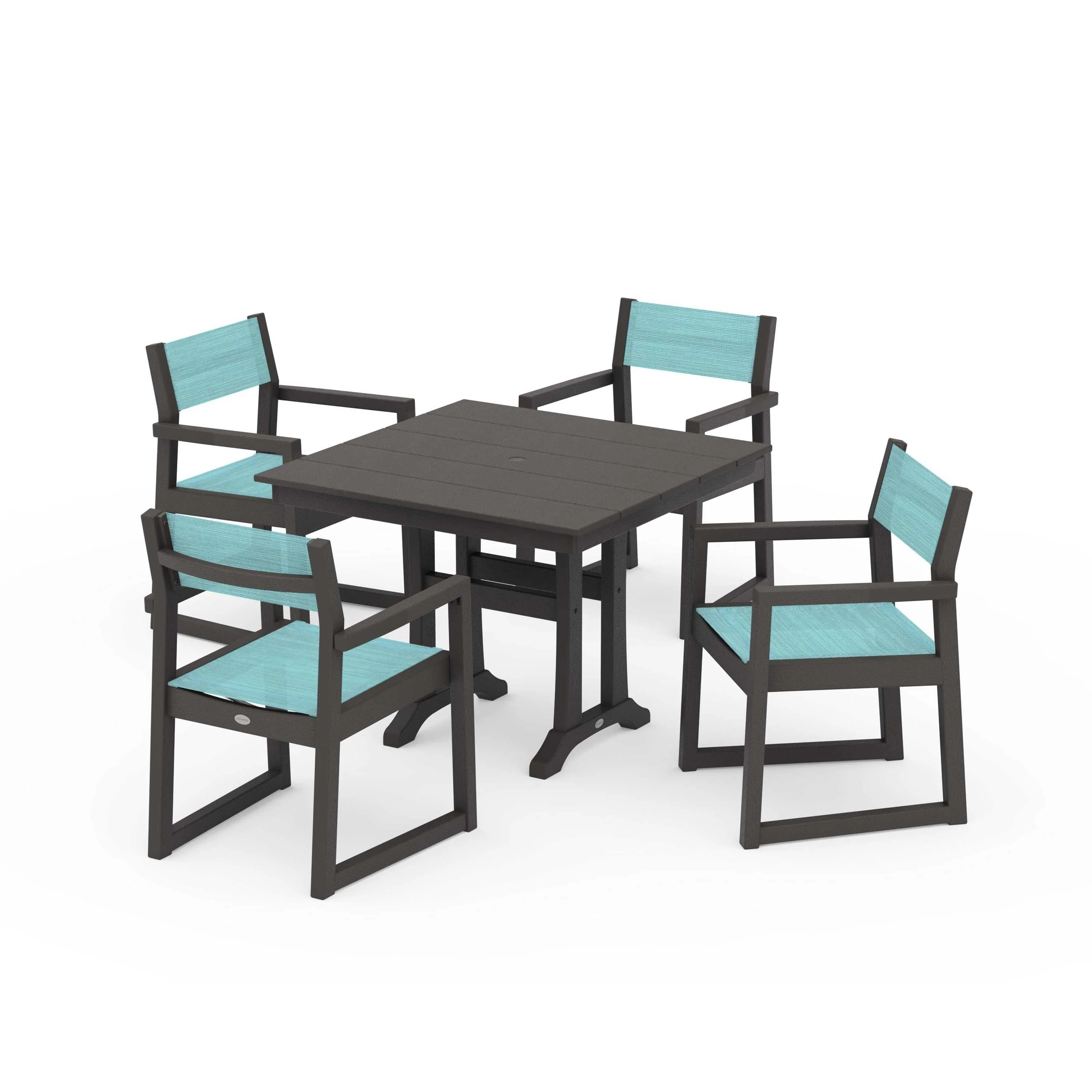 EDGE Sling 5-Piece Farmhouse Dining Set with Trestle Legs - Image 59