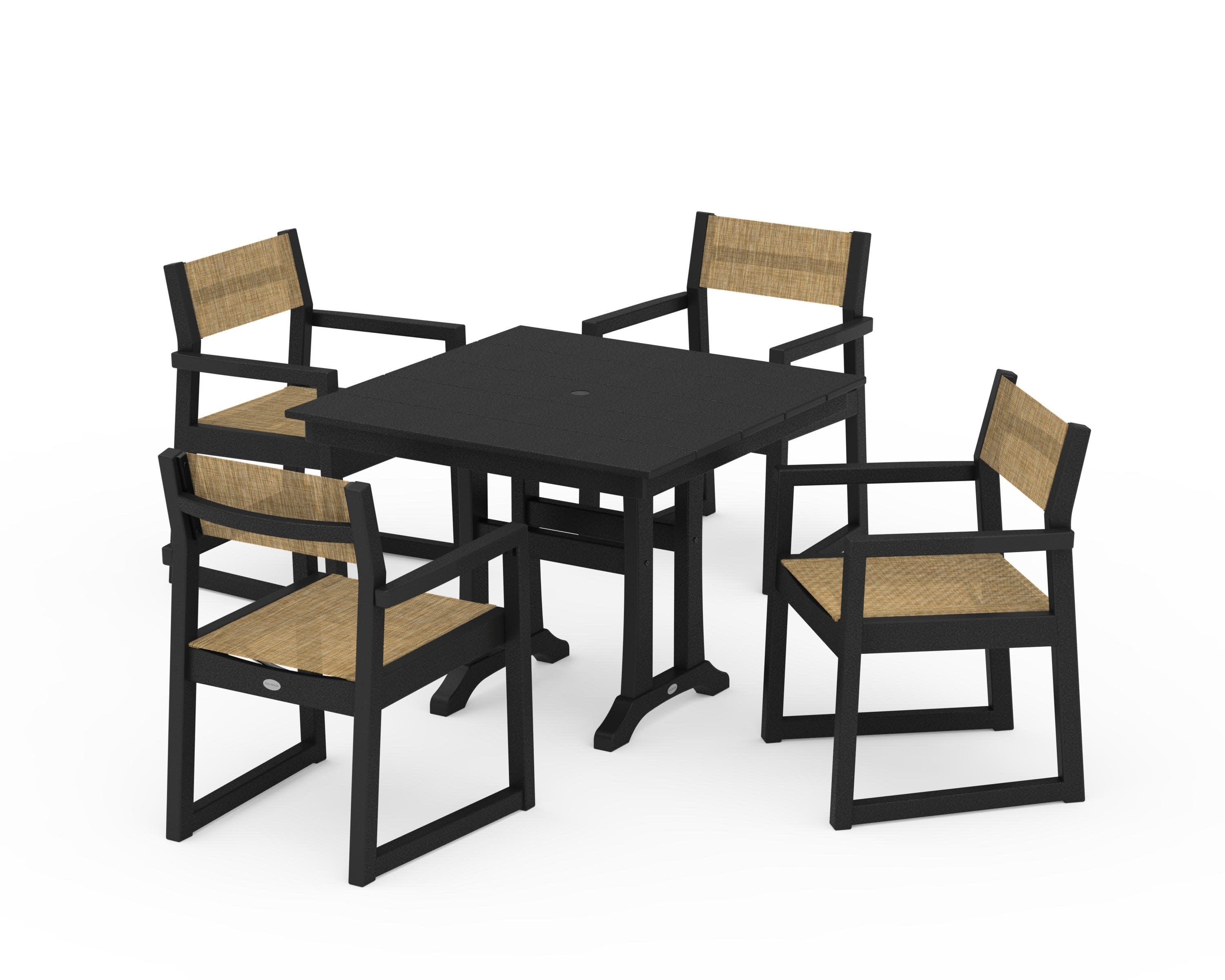 EDGE Sling 5-Piece Farmhouse Dining Set with Trestle Legs - Image 6