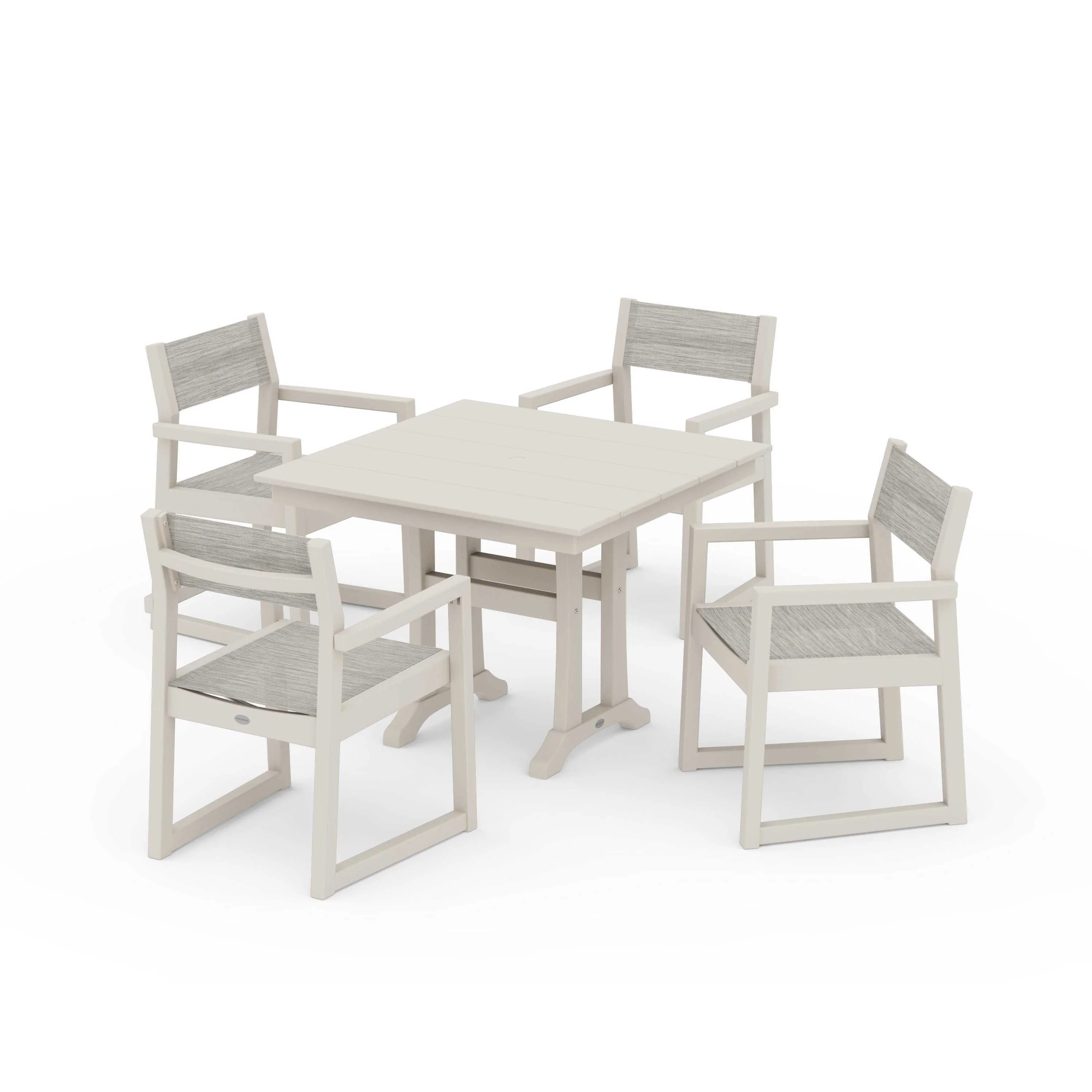 EDGE Sling 5-Piece Farmhouse Dining Set with Trestle Legs - Image 60