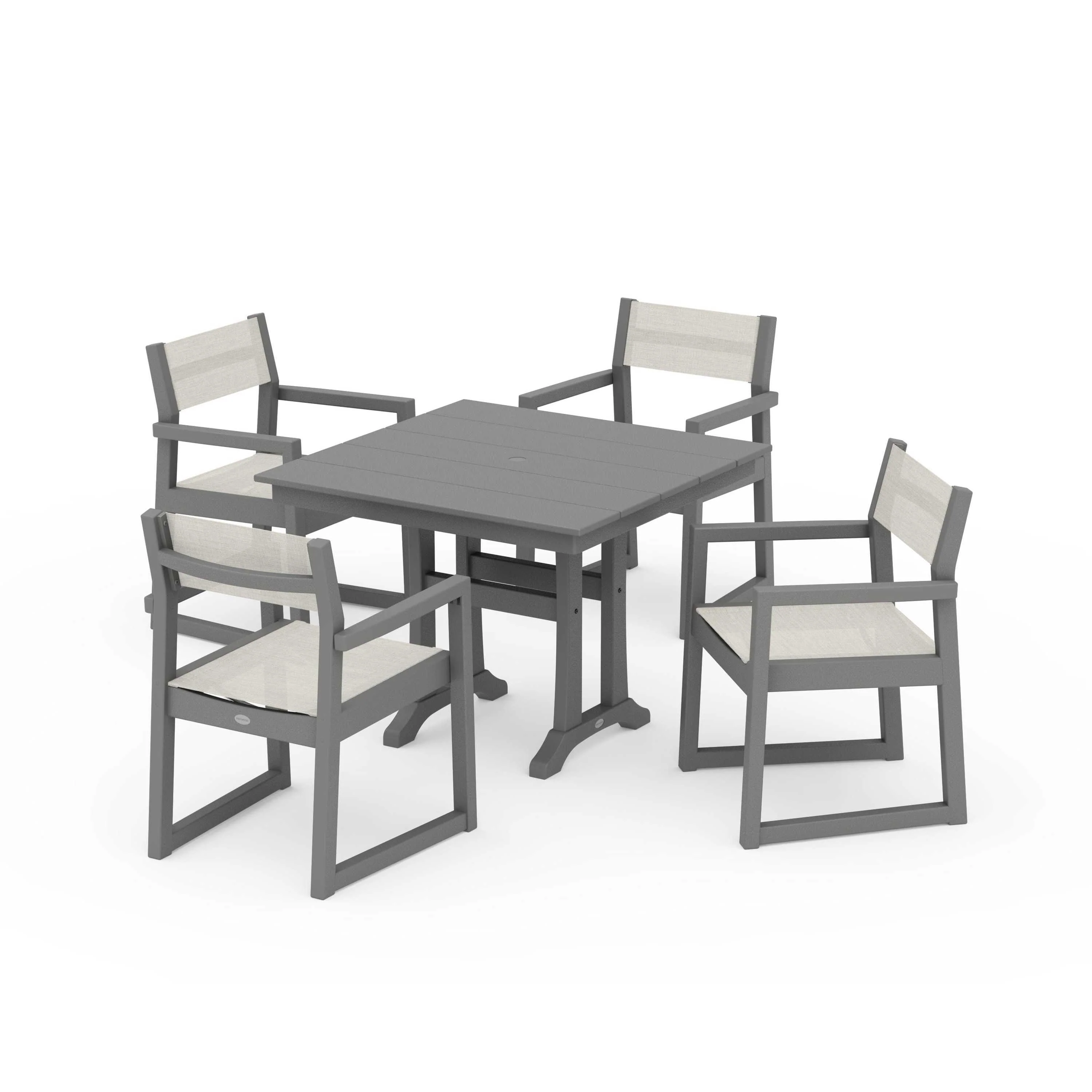 EDGE Sling 5-Piece Farmhouse Dining Set with Trestle Legs - Image 61