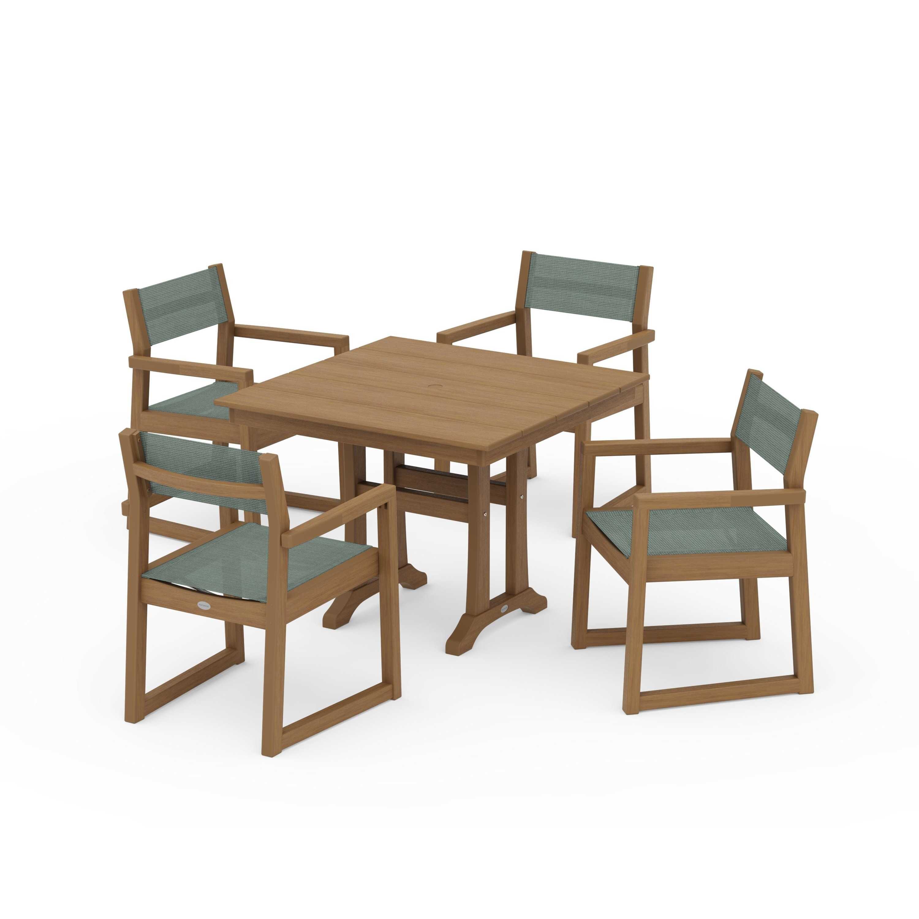 EDGE Sling 5-Piece Farmhouse Dining Set with Trestle Legs - Image 66