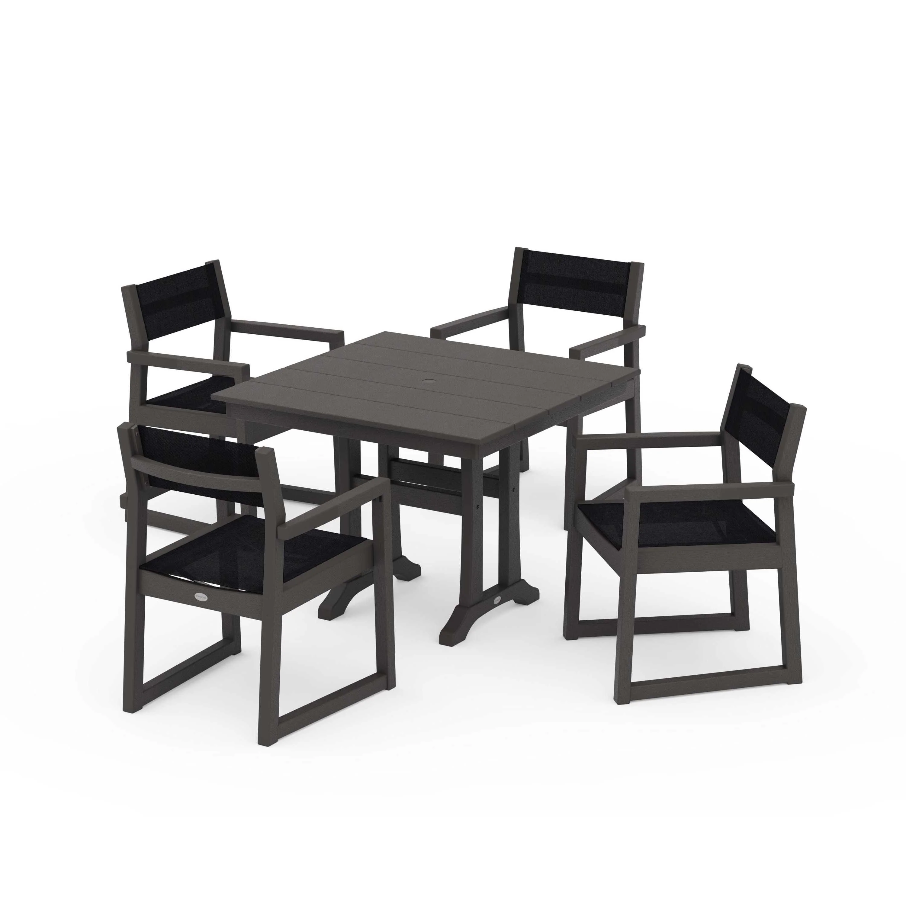 EDGE Sling 5-Piece Farmhouse Dining Set with Trestle Legs - Image 67