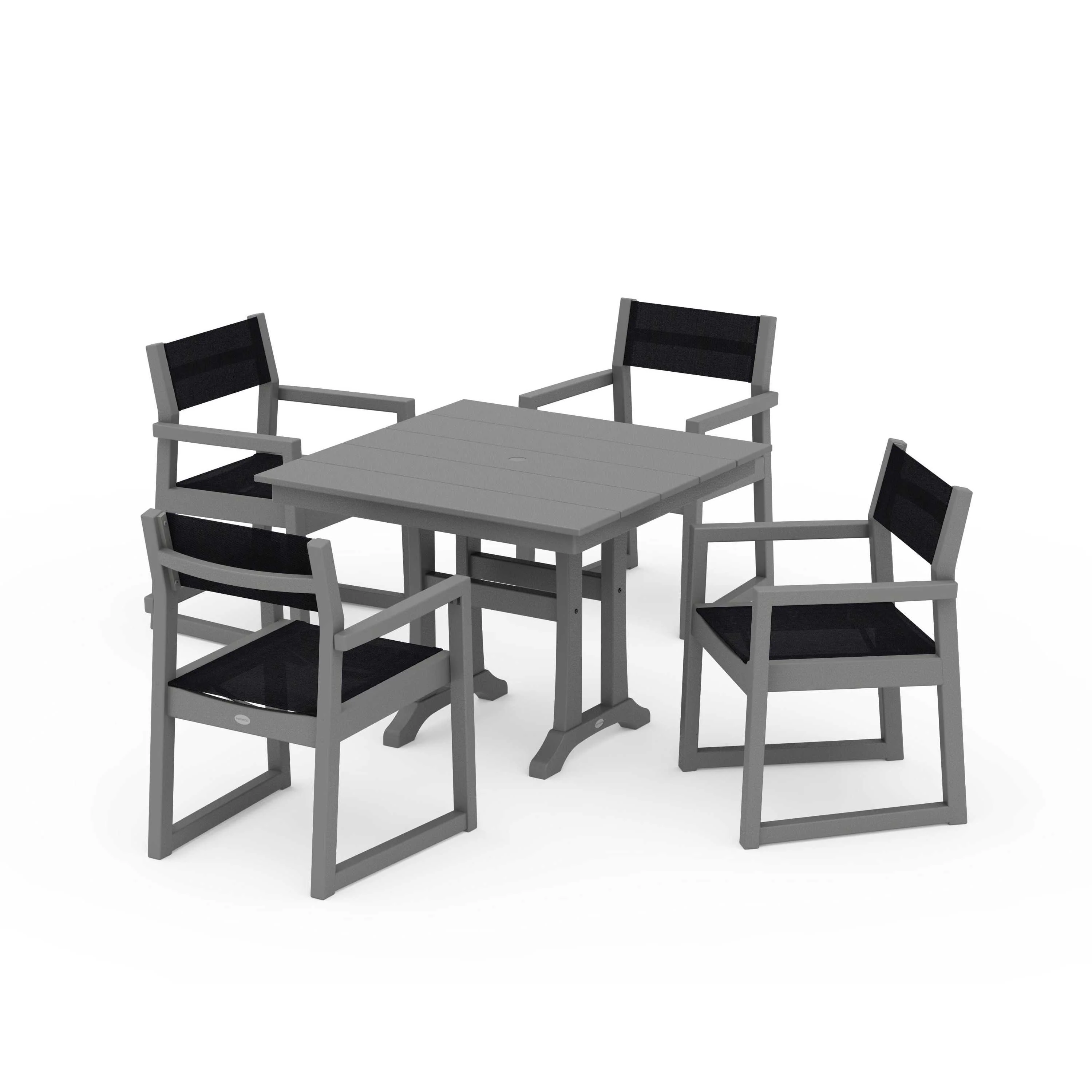 EDGE Sling 5-Piece Farmhouse Dining Set with Trestle Legs - Image 68